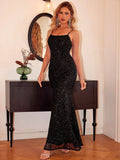 Sequin Square Neck Maxi Cami Dress - Lilixa.store