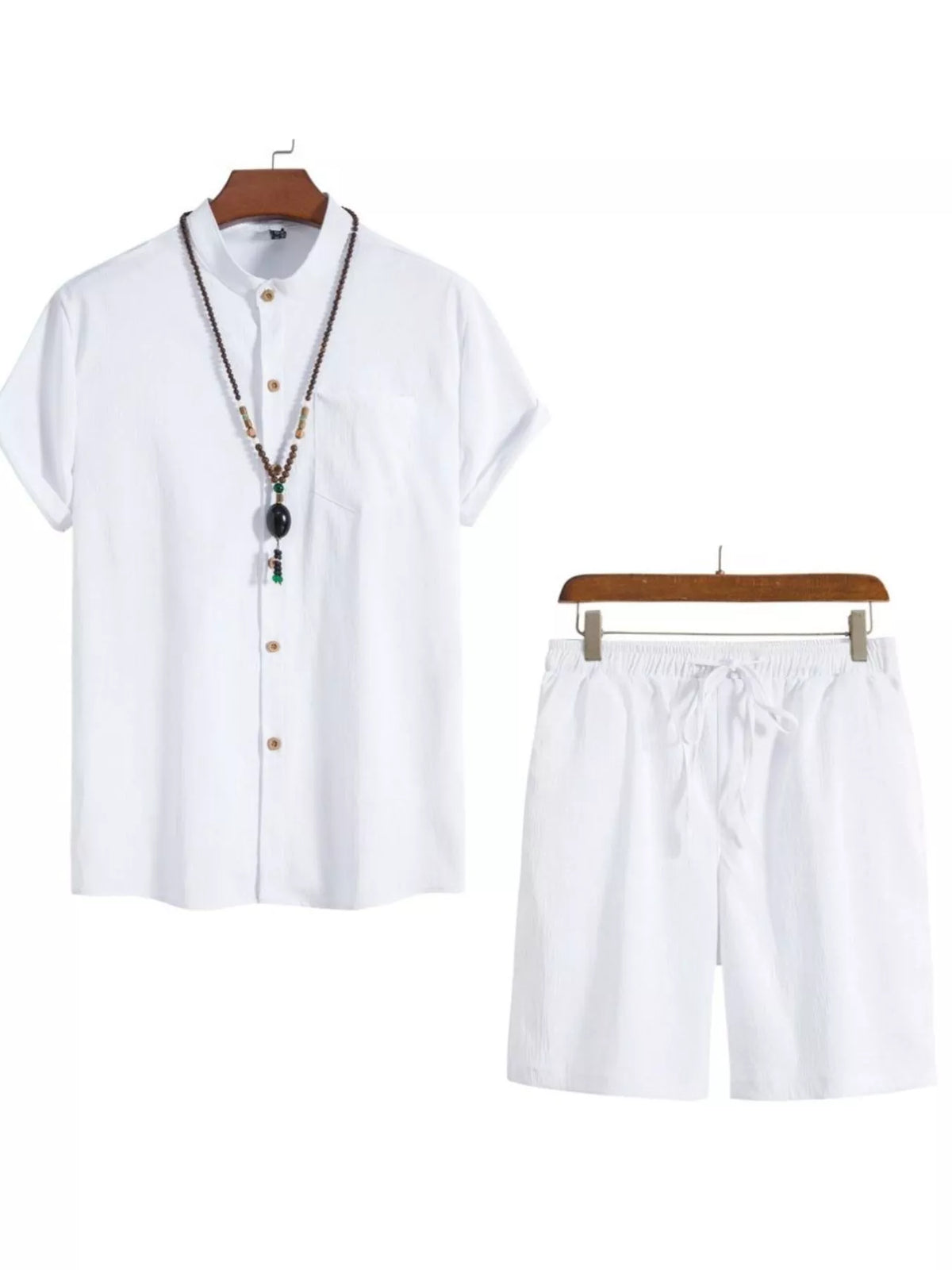 Men's Plus Size Casual Short Sleeve Shirt and Shorts Set - Lilixa.store