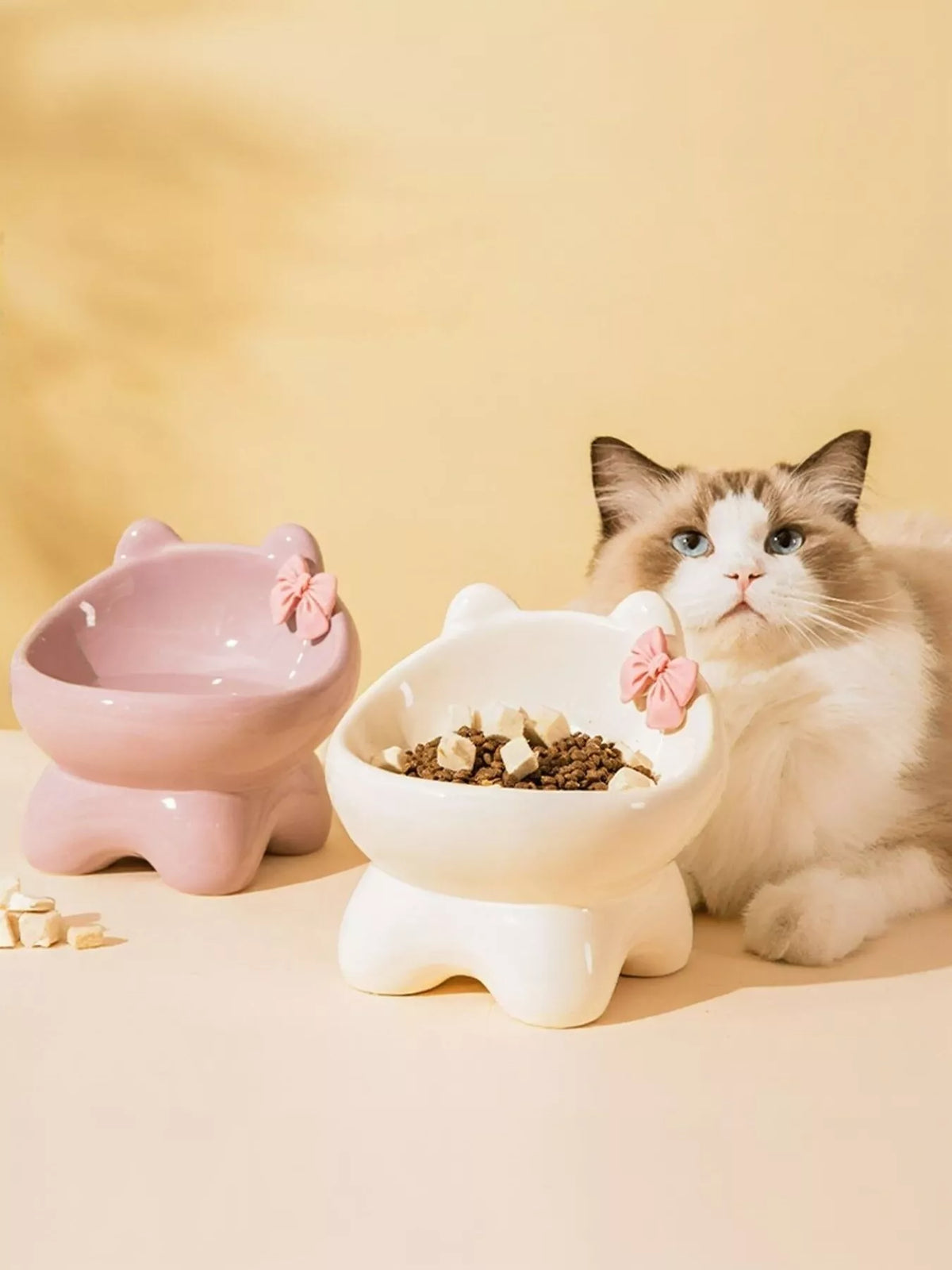 Ceramic Pet Bowl with Bowknot - Lilixa.store
