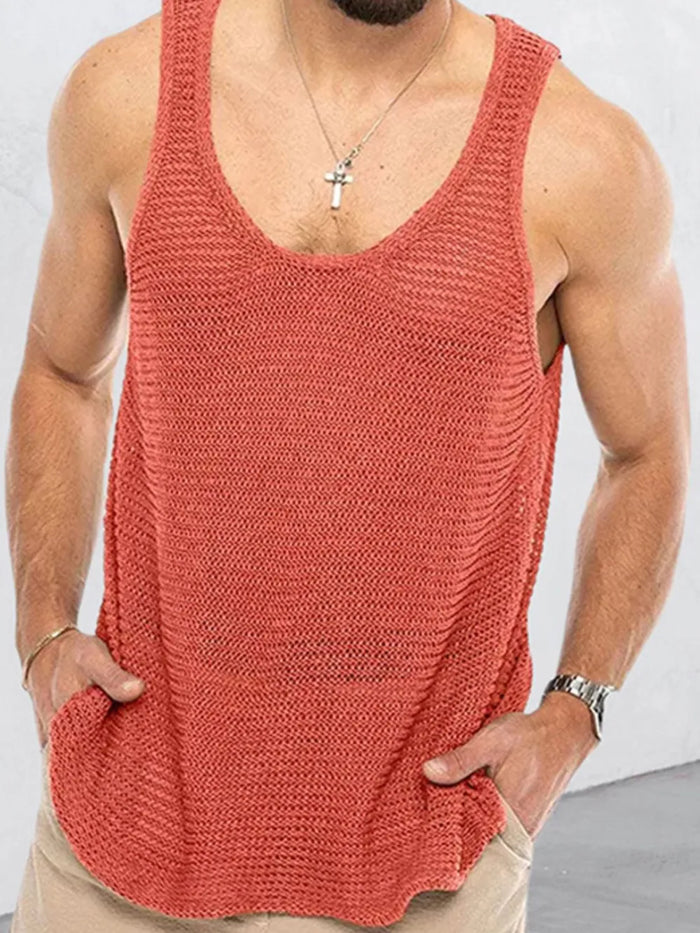 Men's Plus Size Scoop Neck Knit Tank - Lilixa.store