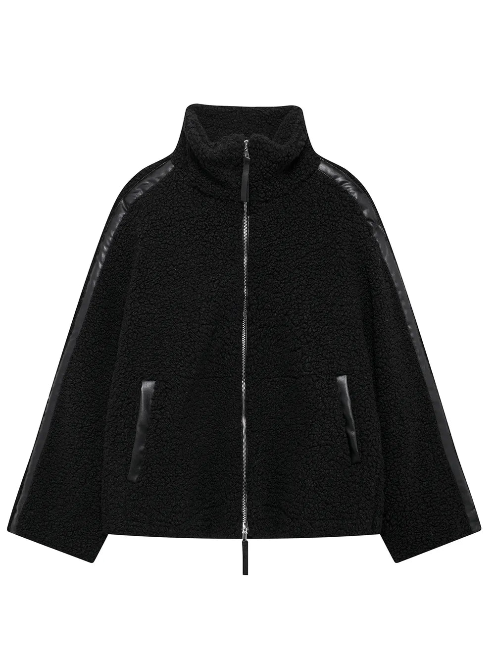 Zip Up Turtleneck Long Sleeve Plush Jacket, view 6