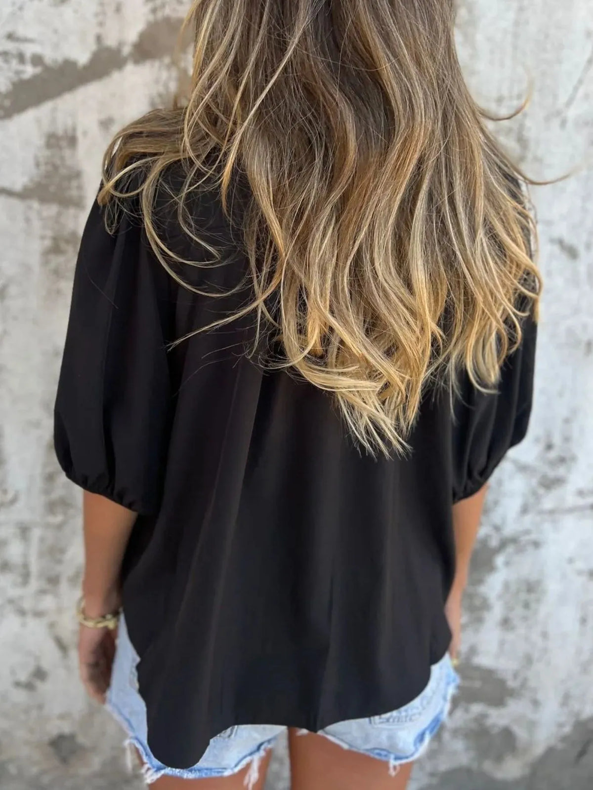 Full Size Smocked Puff Sleeve Blouse Plus Size - Lilixa.store