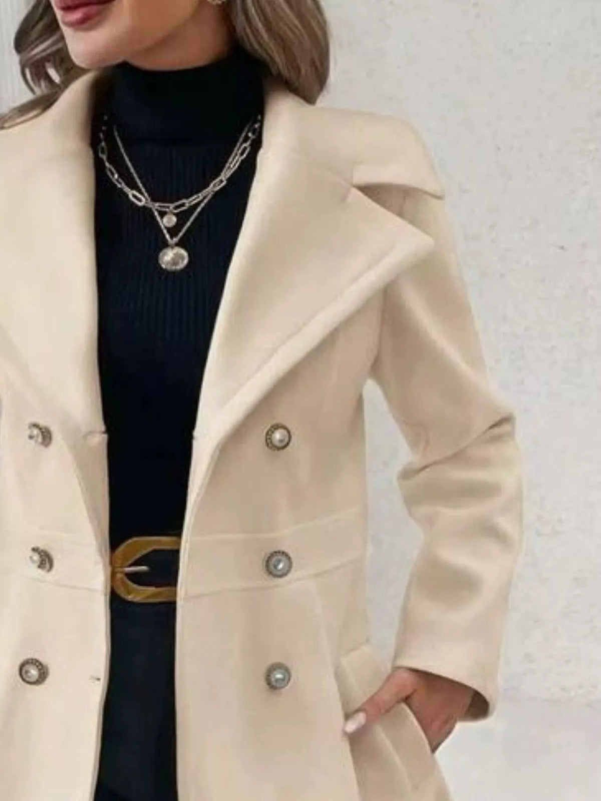 Double-Breasted Peplum Coat - Lilixa.store