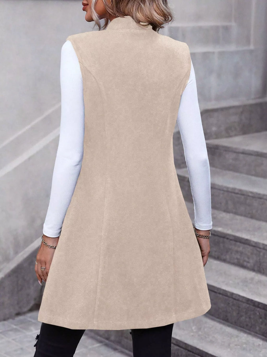 Button-Down Longline Vest Coat - Lilixa.store