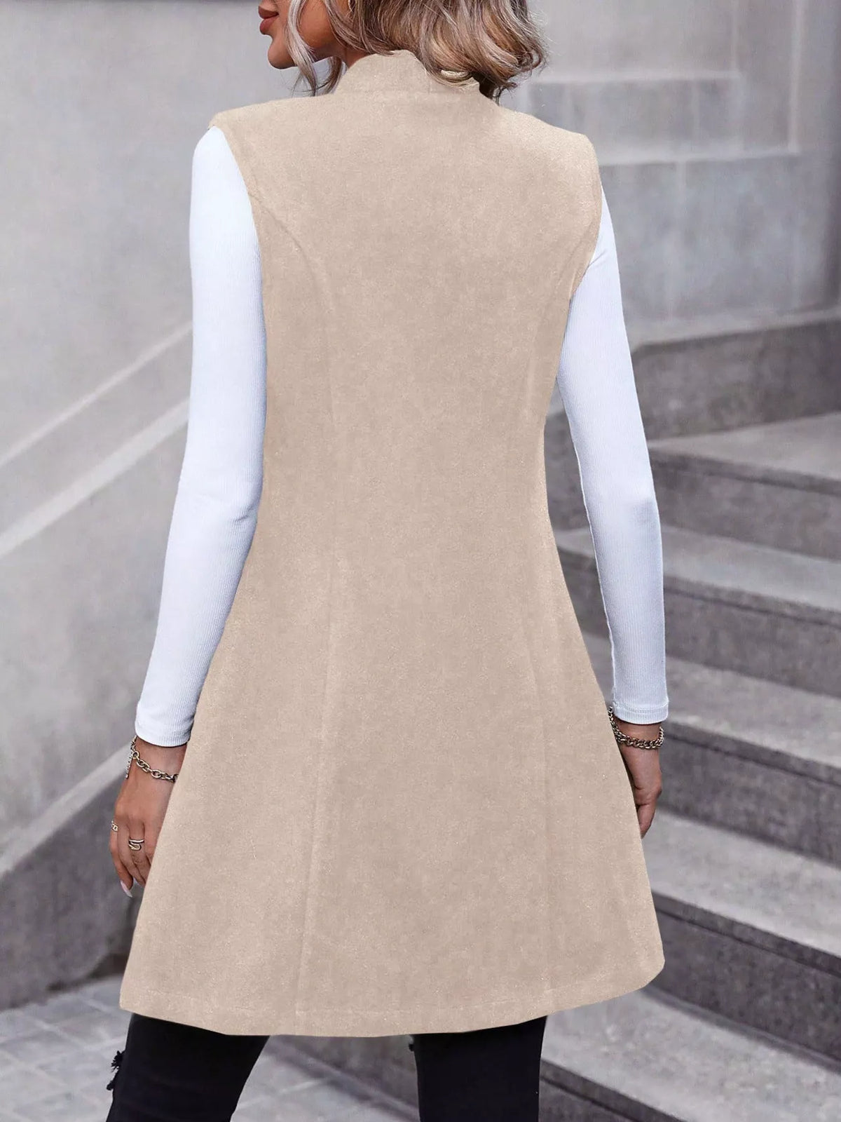 Button-Down Longline Vest Coat - Lilixa.store