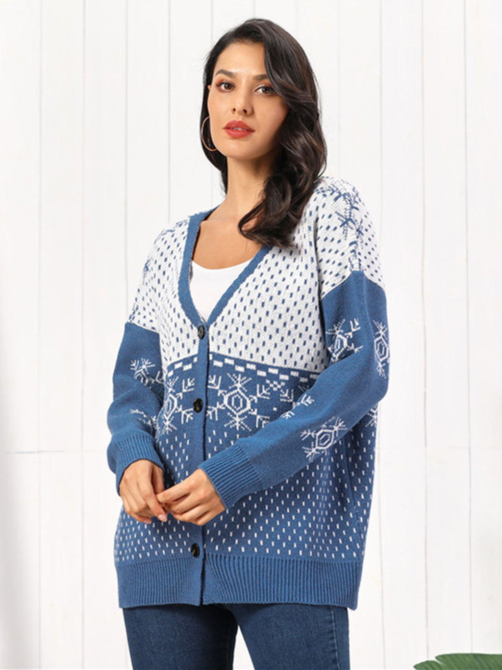 Snowflake Button Down Cardigan - Lilixa.store