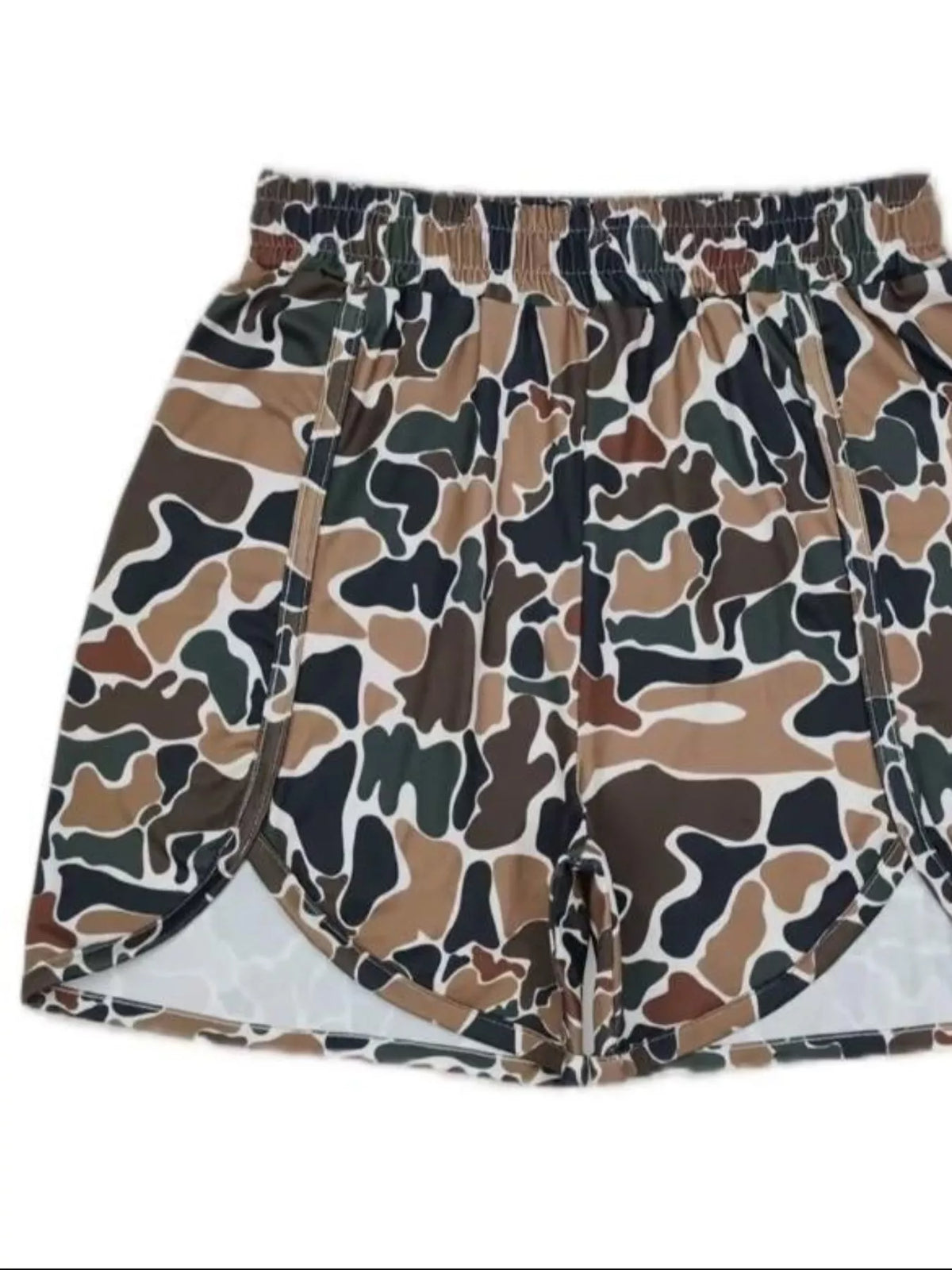 Camo Print Elastic Waist Shorts - Lilixa.store