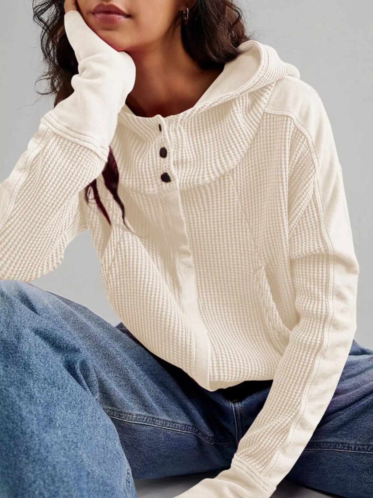 Waffle Knit Zip-Up Jacket