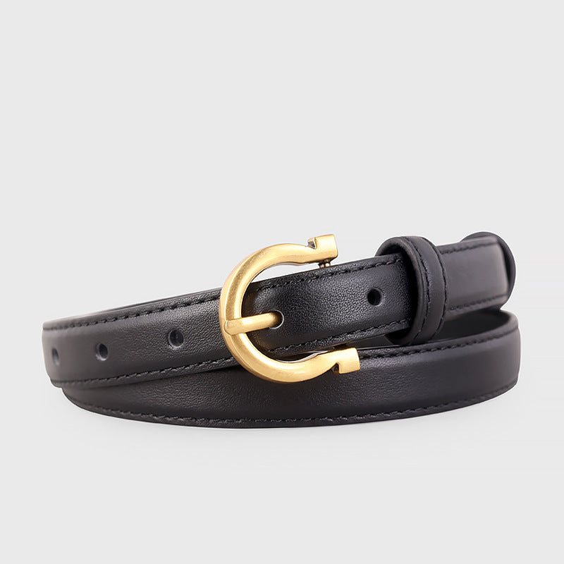 Leather Belt with Golden Buckle - Lilixa.store