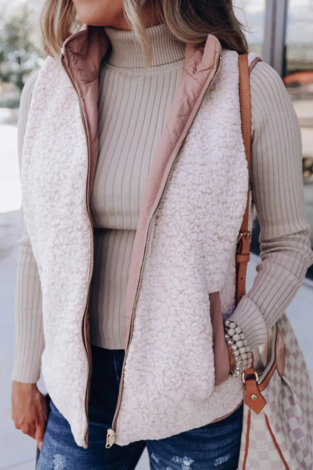 Quilted Sherpa-Lined Vest Coat - Lilixa.store