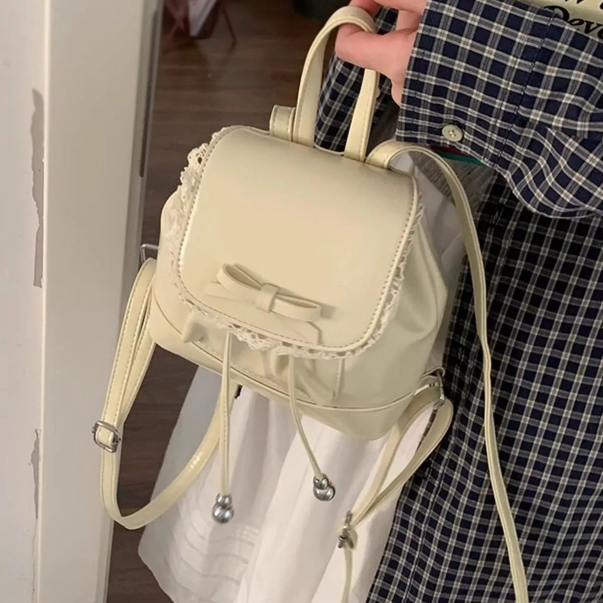 Lace Trim Bowknot Backpack Bag - Lilixa.store