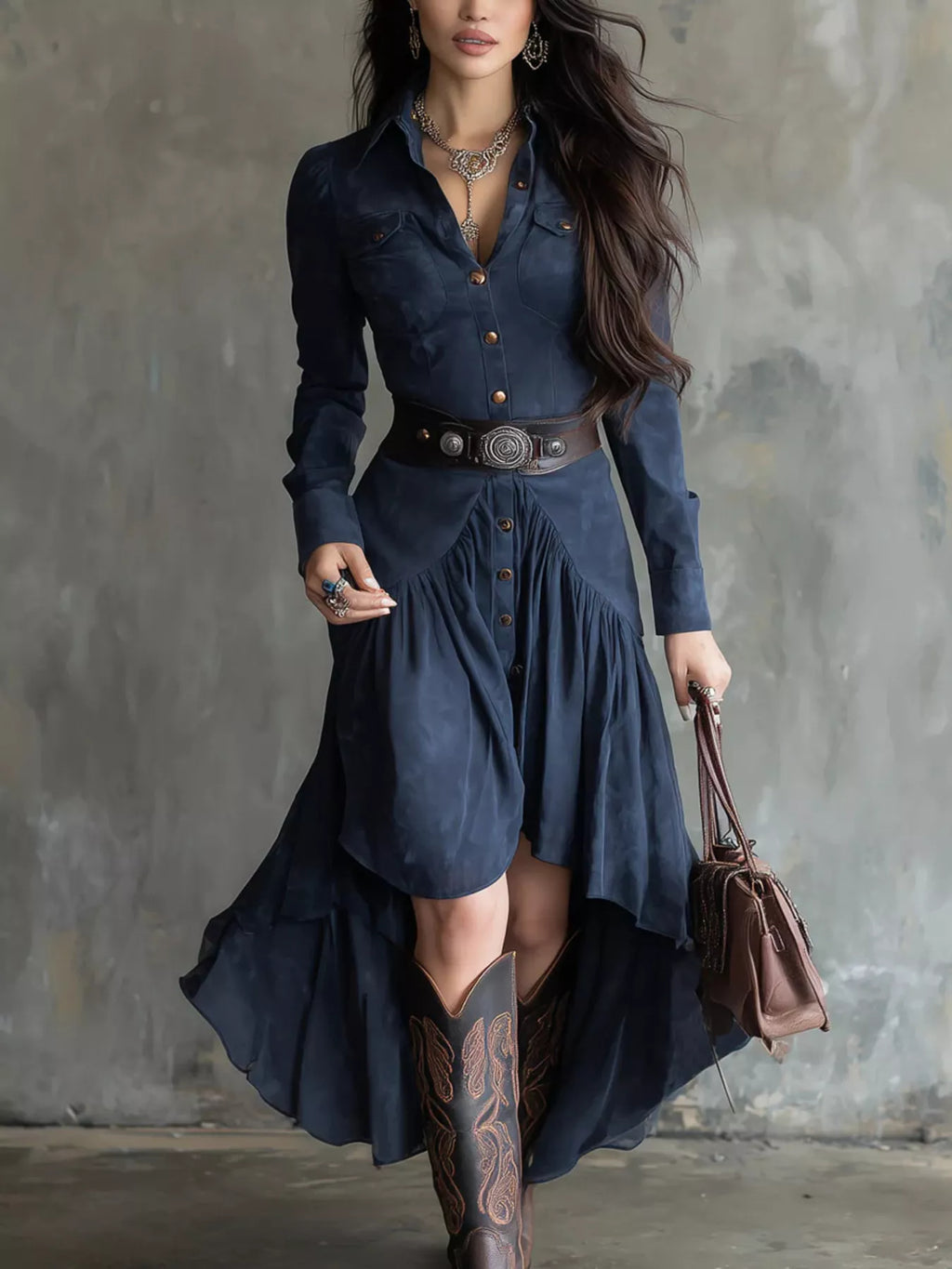 Button-Down High-Low Shirt Dress - Lilixa.store