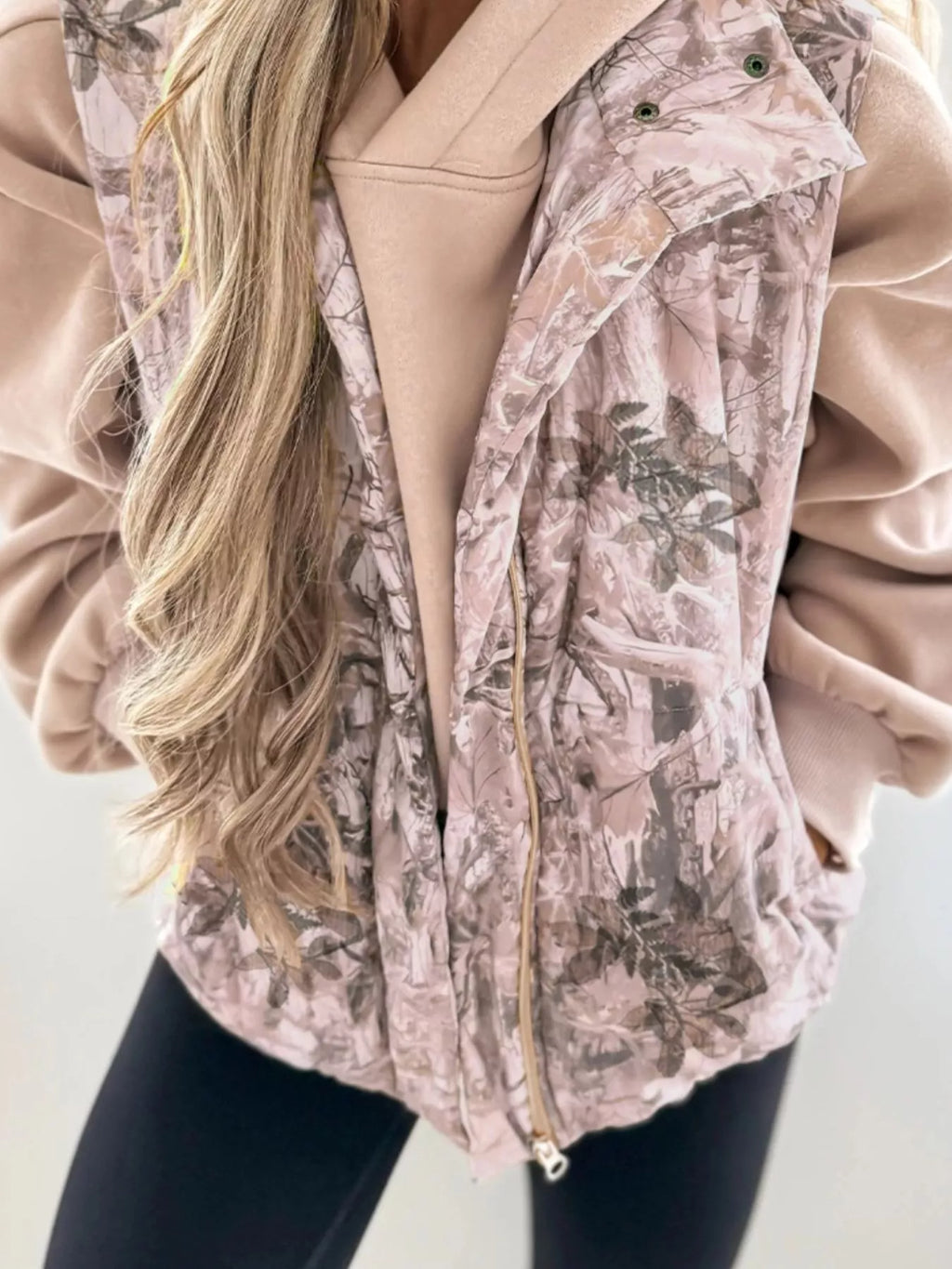 Lightweight Leaf Print Vest Coat - Lilixa.store