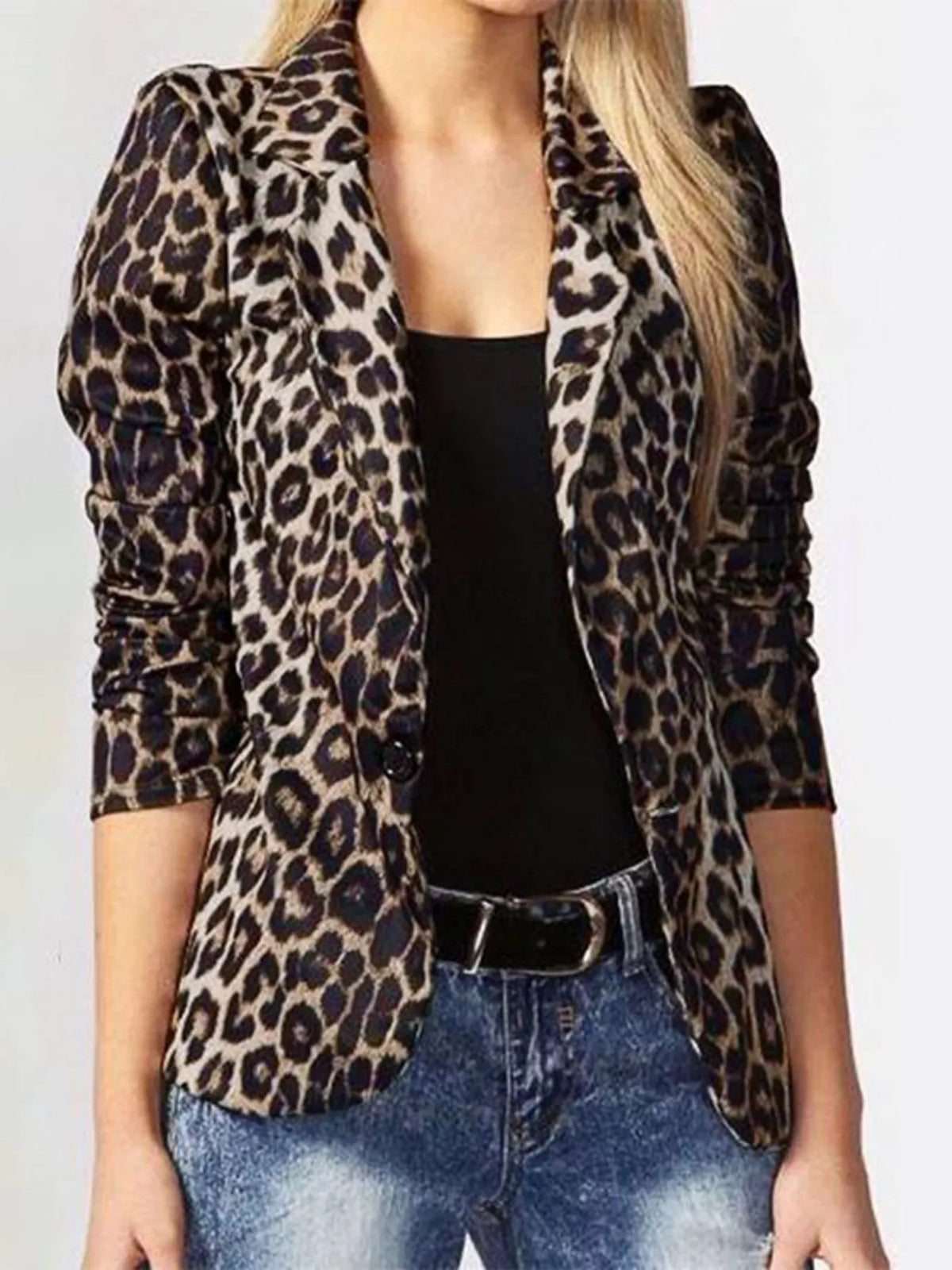 Leopard Print One Button Blazer - Lilixa.store