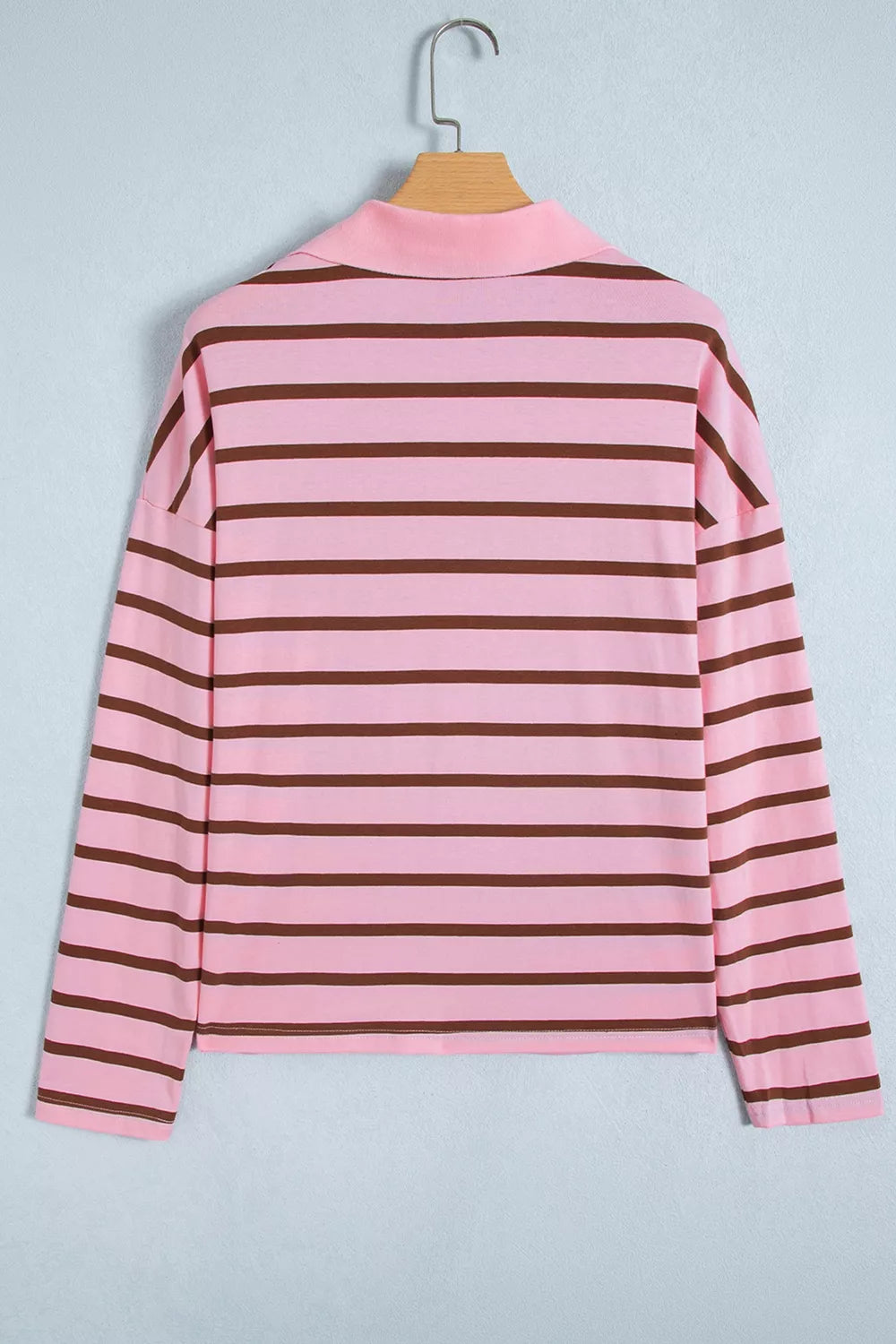 Stripe Striped Long Sleeve Collar Shift Top - Lilixa.store