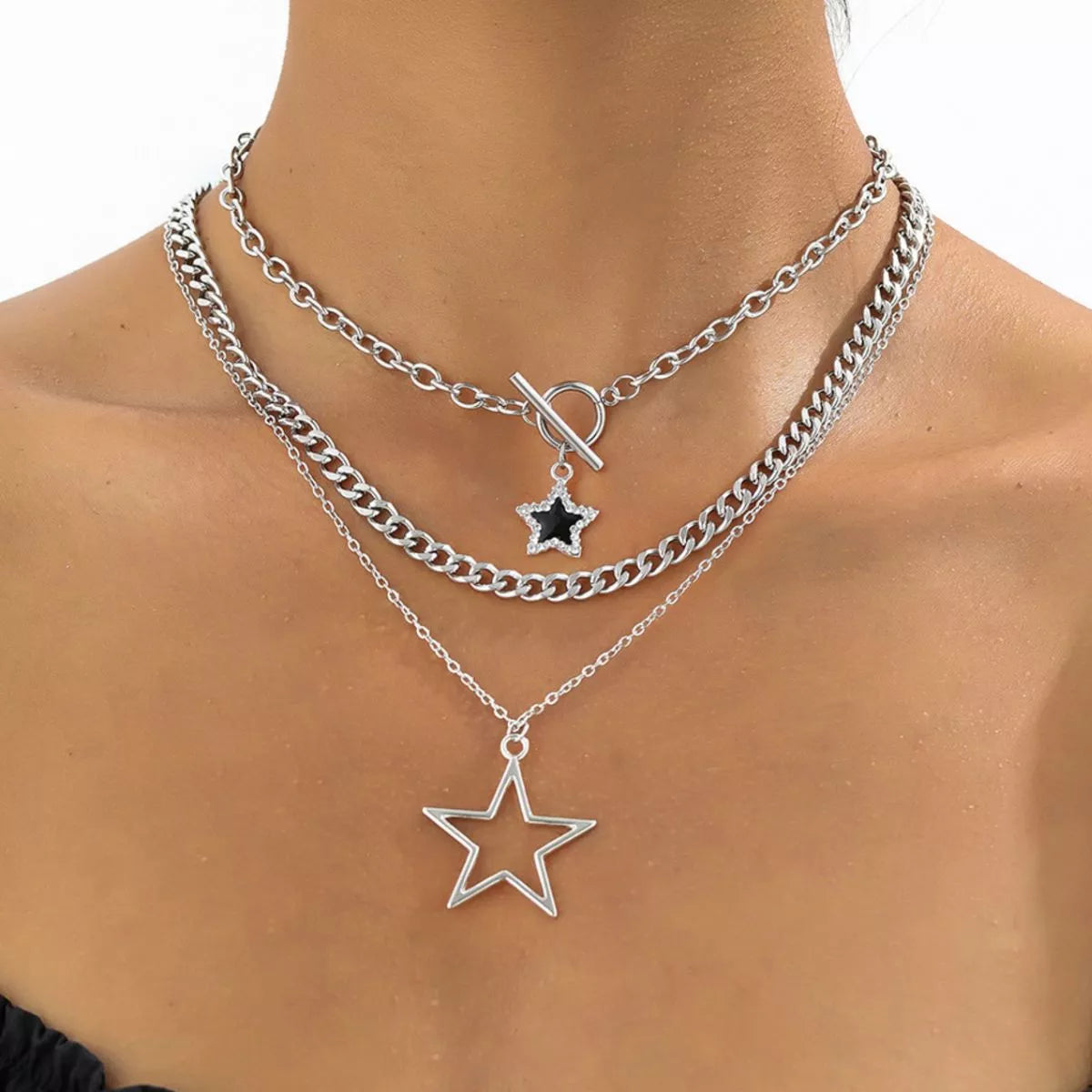 3-Piece Layered Star Pendant Necklace - Lilixa.store