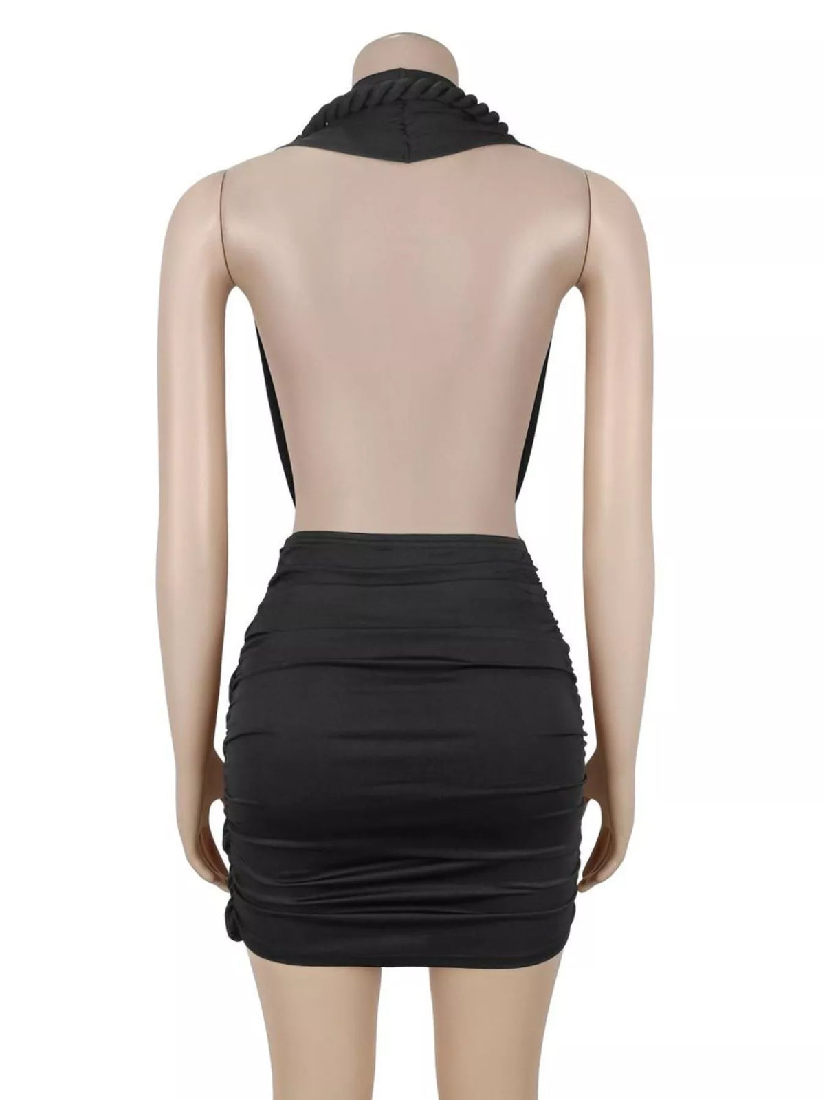 Ruched Halter Neck Bodycon Mini Dress
