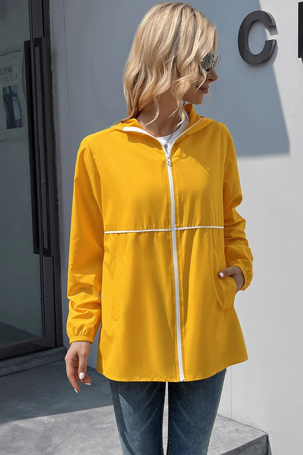 Ivy Lane Zip Up Long Sleeve Hooded Watertight Jacket, view 2