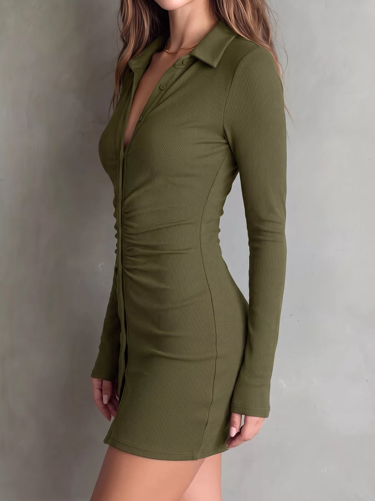 Button-Down Bodycon Mini Dress - Lilixa.store
