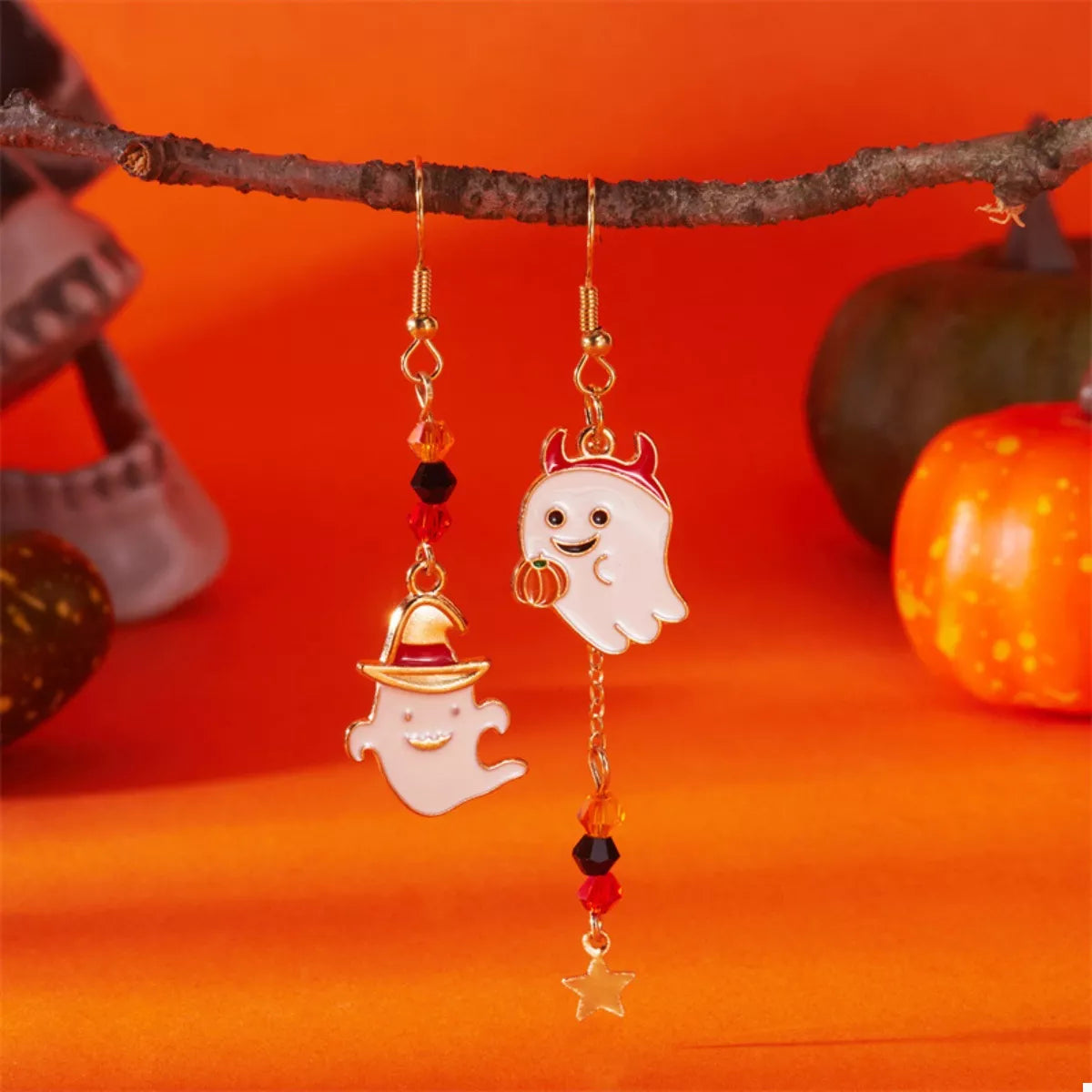 Halloween Ghost Pumpkin Drop Earrings - Lilixa.store