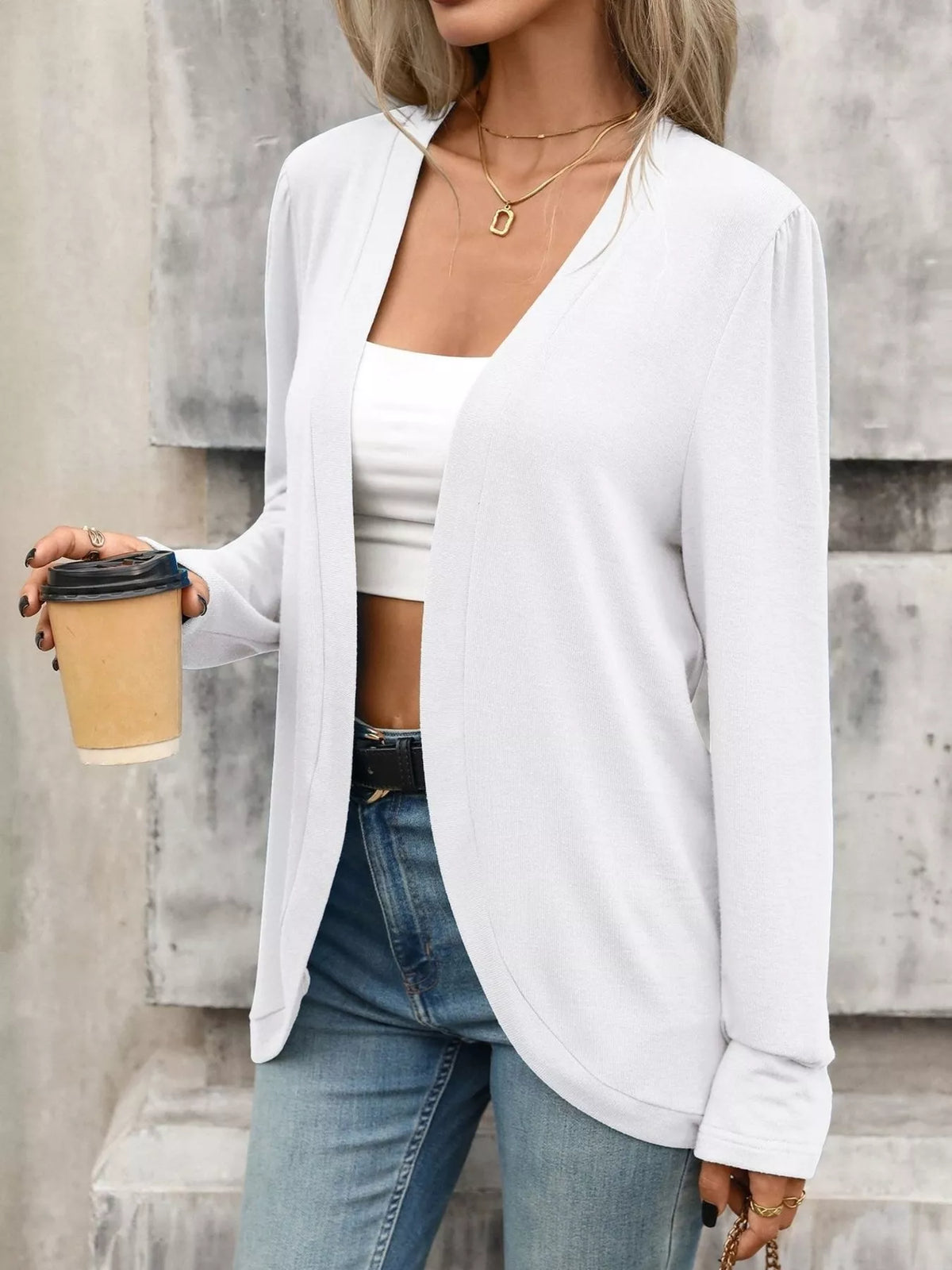 Open Front Long Sleeve Cardigan - Lilixa.store