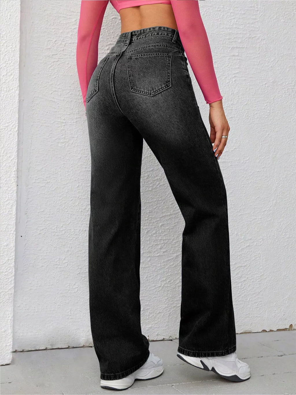 High-Waisted Wide-Leg Washed Jeans - Lilixa.store
