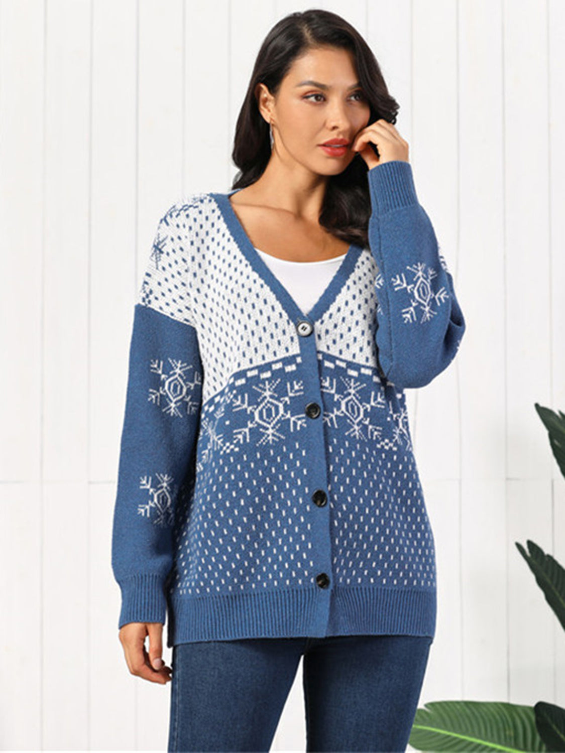 Snowflake Button Down Cardigan - Lilixa.store