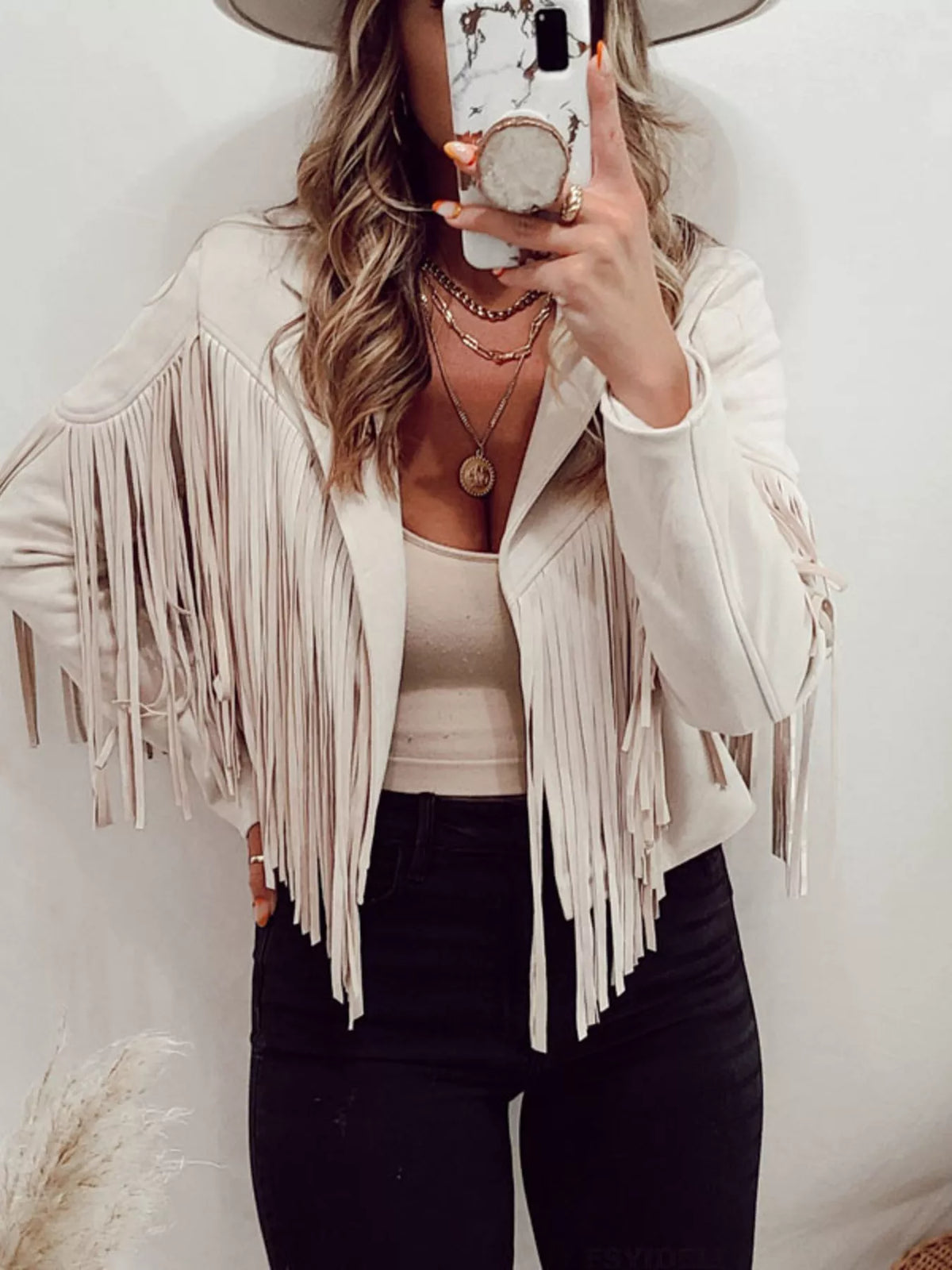 Fringe Open Front Cropped Jacket, view 3