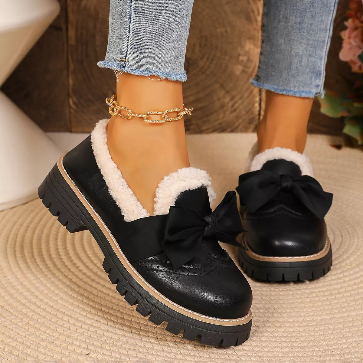 Bow Round Toe Loafers - Lilixa.store