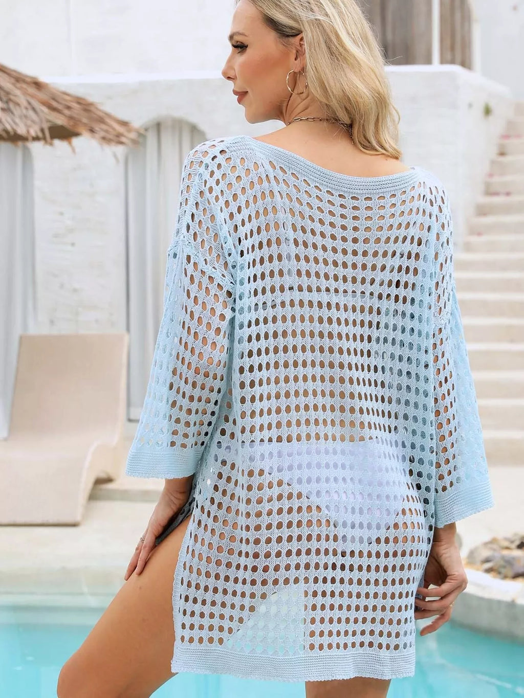 Crochet Knit Slit Cover Up - Lilixa.store
