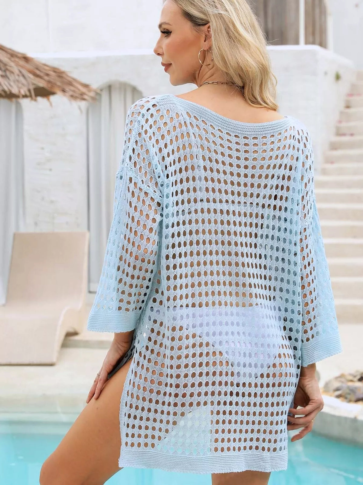 Crochet Knit Slit Cover Up - Lilixa.store