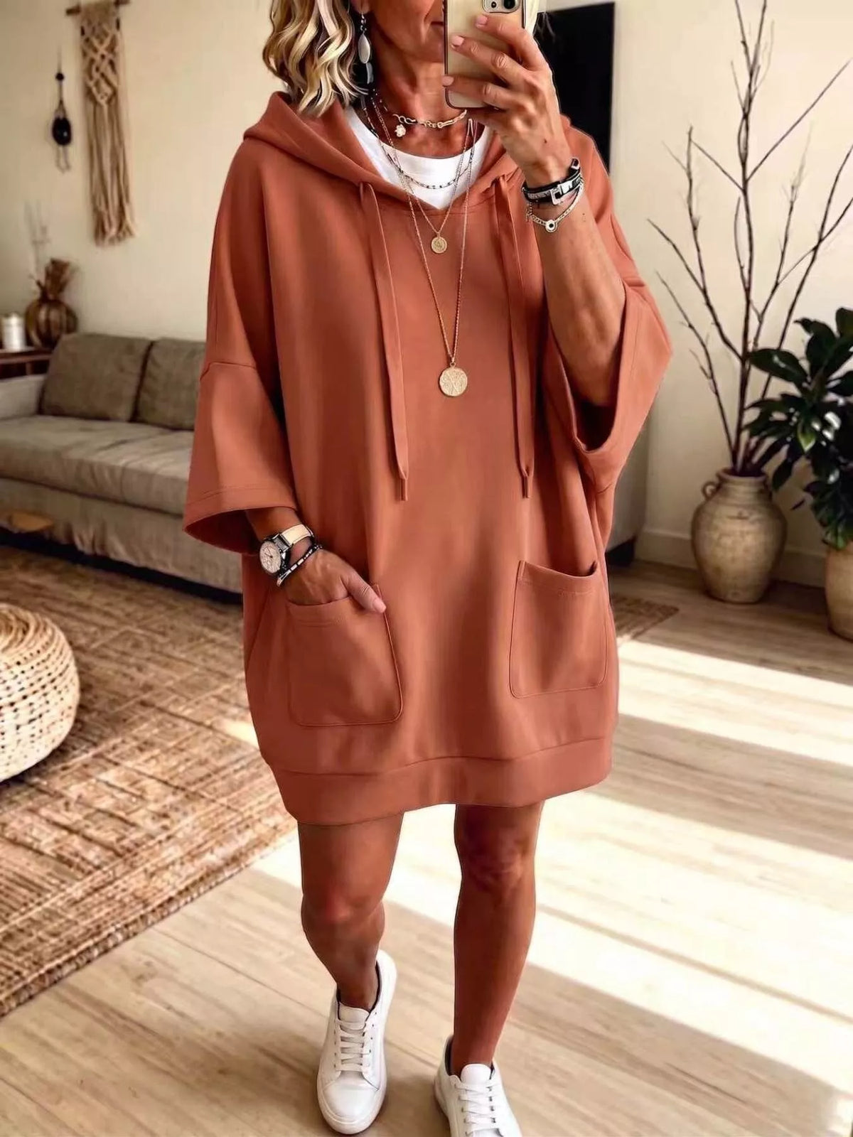 Full Size Drawstring Oversized Front Pockets Oversized Hoodie Plus Size - Lilixa.store