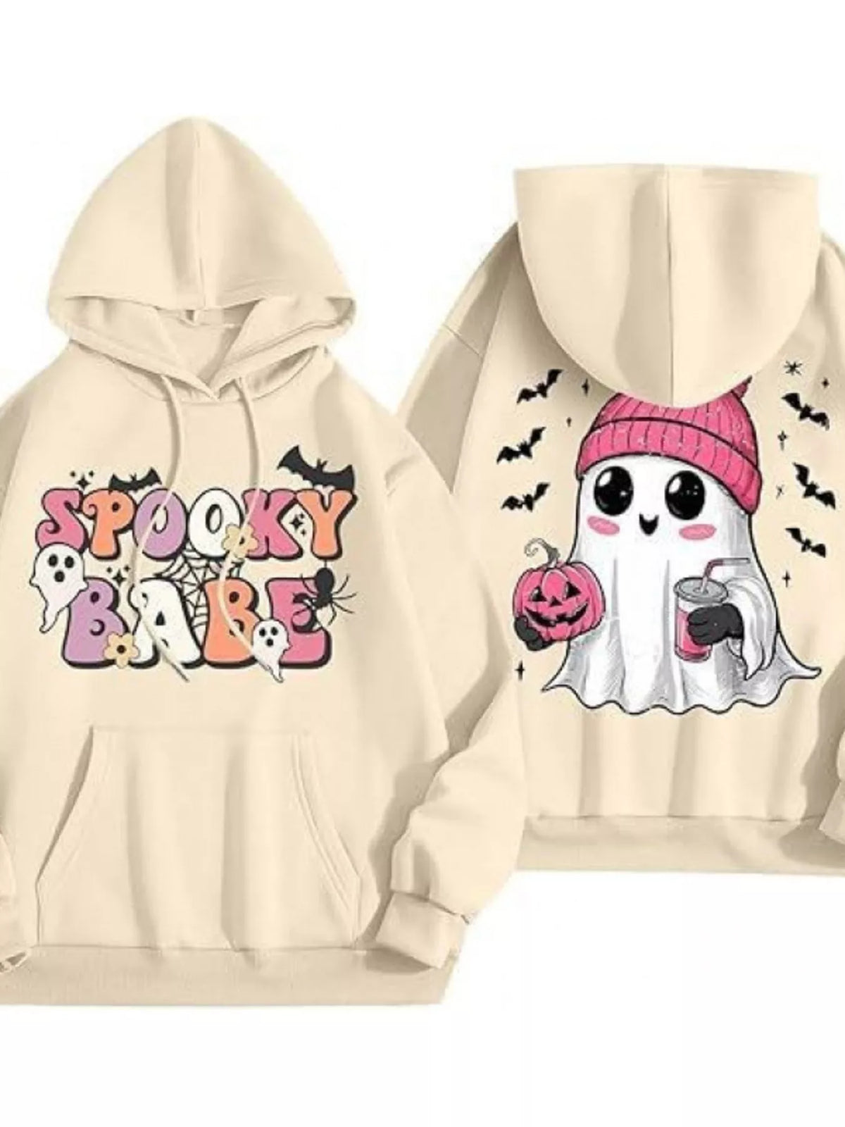 Full Size Halloween Graphic Long Sleeve Hoodie Plus Size - Lilixa.store
