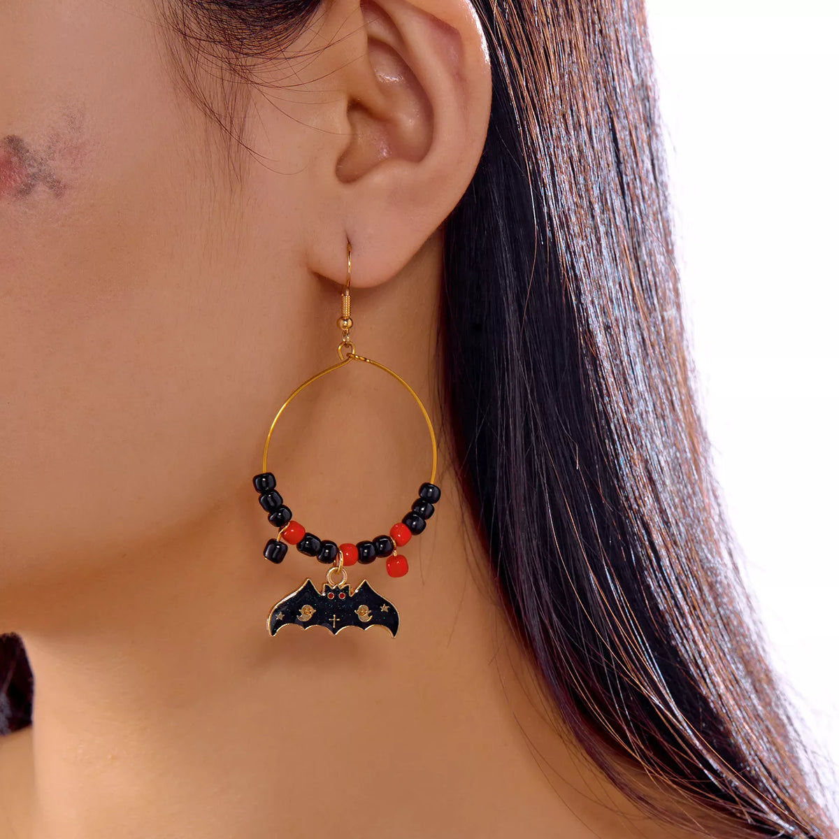 Halloween Bat Charm Hoop Earrings - Lilixa.store