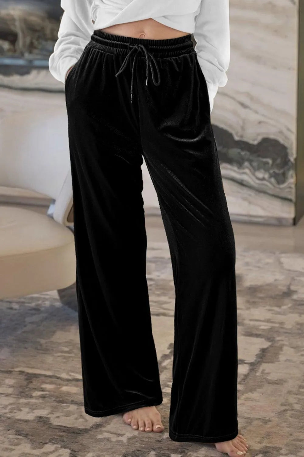 Drawstring Waist Wide Leg Active Pants - Lilixa.store