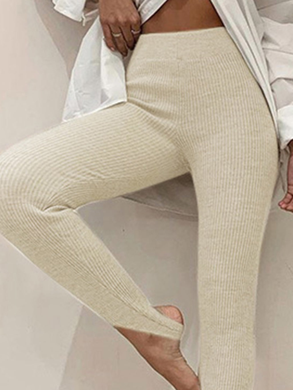 Ribbed Mid Waist Leggings - Lilixa.store