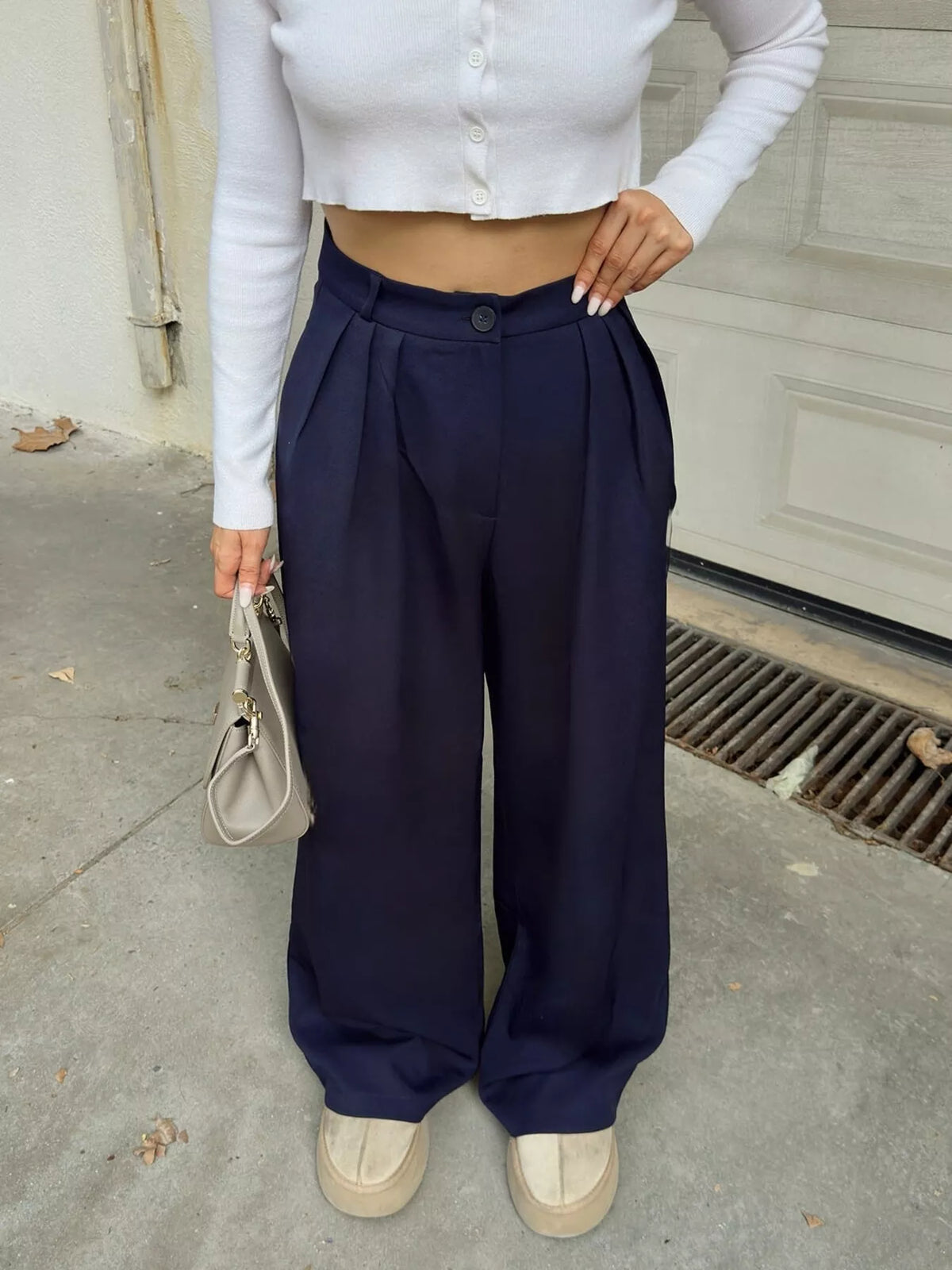 High-Waisted Pleated Wide-Leg Pants