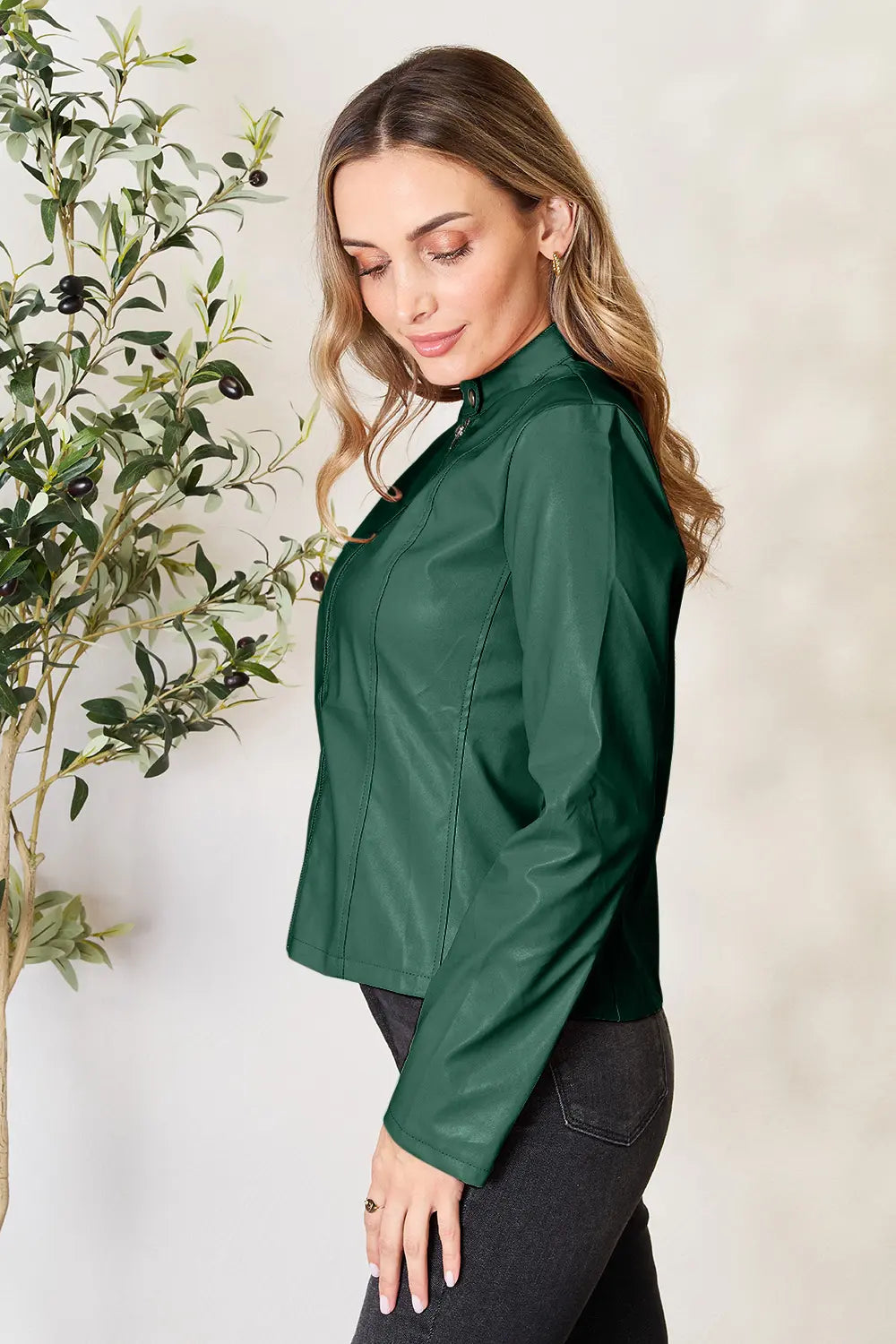 Mock Neck Zip Up Jacket, view 3