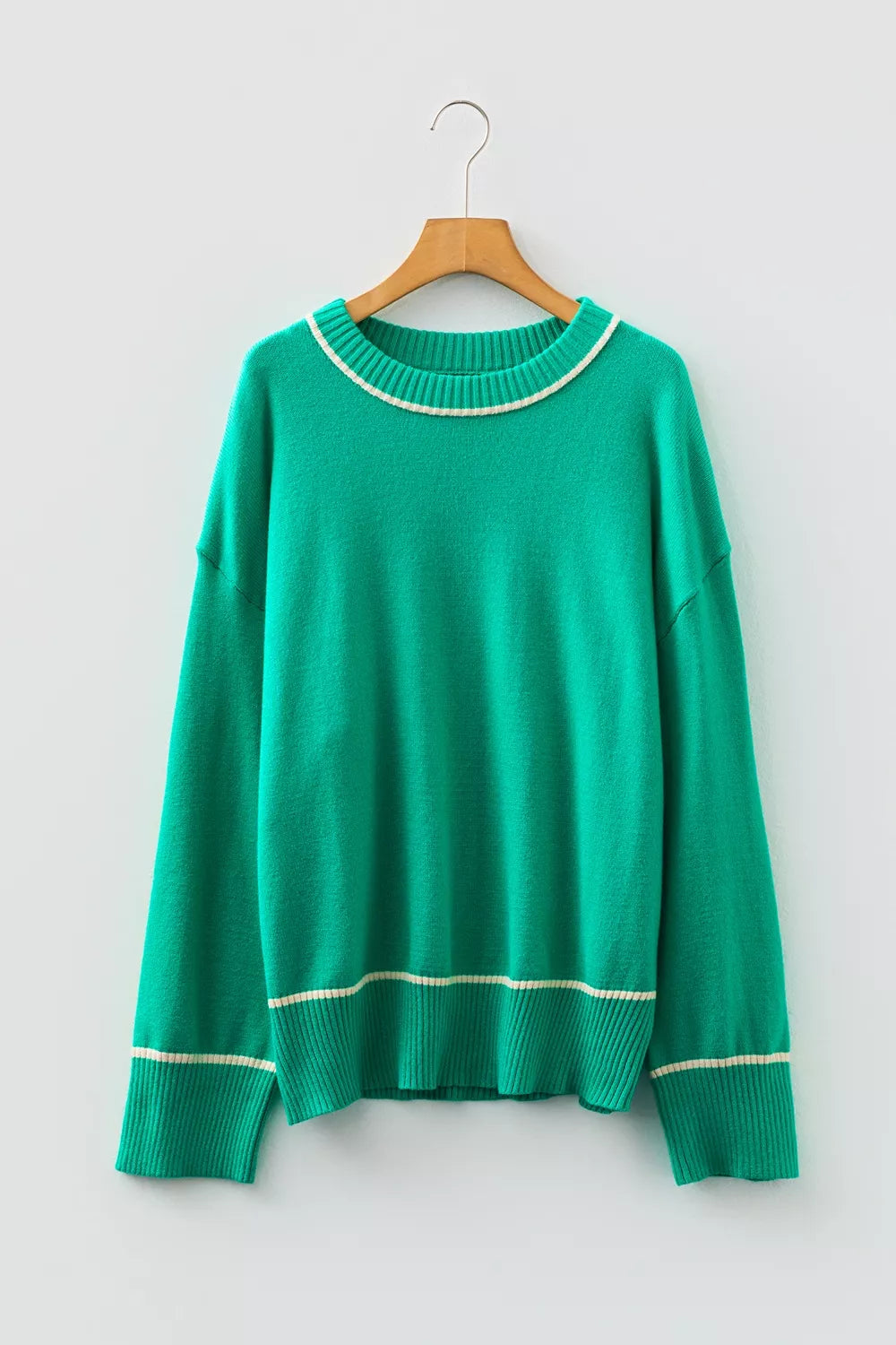 Contrast Detail Drop Shoulder Baggy Sweater - Lilixa.store