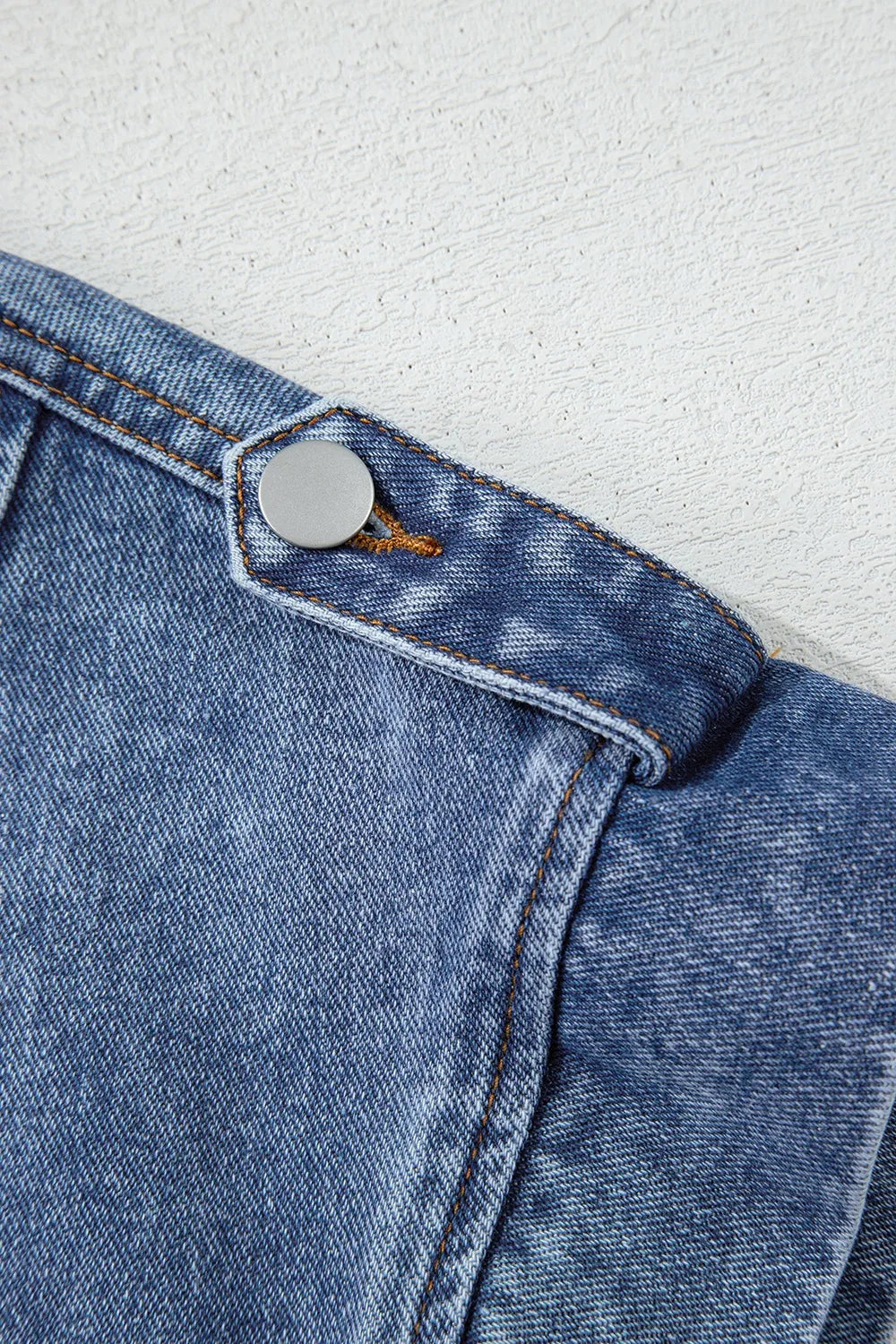 Button Up Cap Sleeve Denim Jacket, view 14