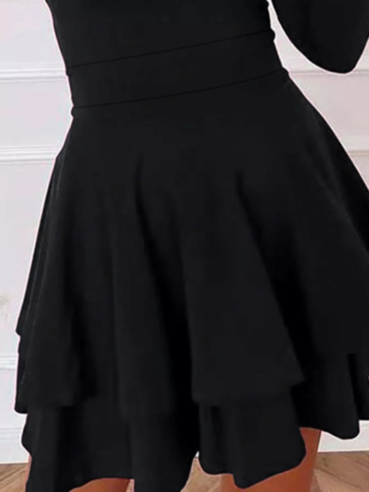 V-Neck Long Sleeve Layered Ruffle Mini Dress - Lilixa.store