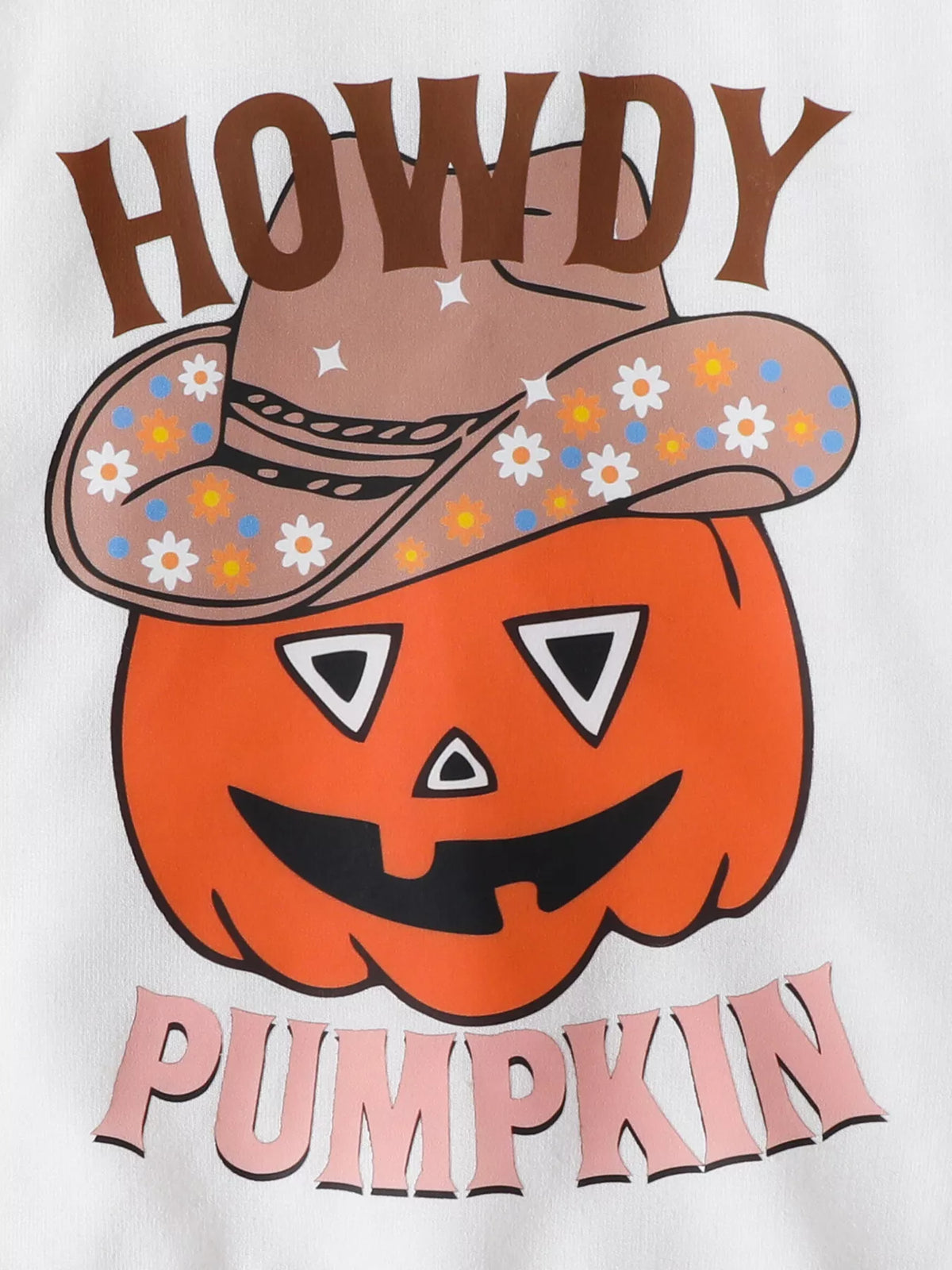 Children's Howdy Pumpkin Graphic Long Sleeve Sweatshirt and Ribbed Bell Pants Set - Lilixa.store