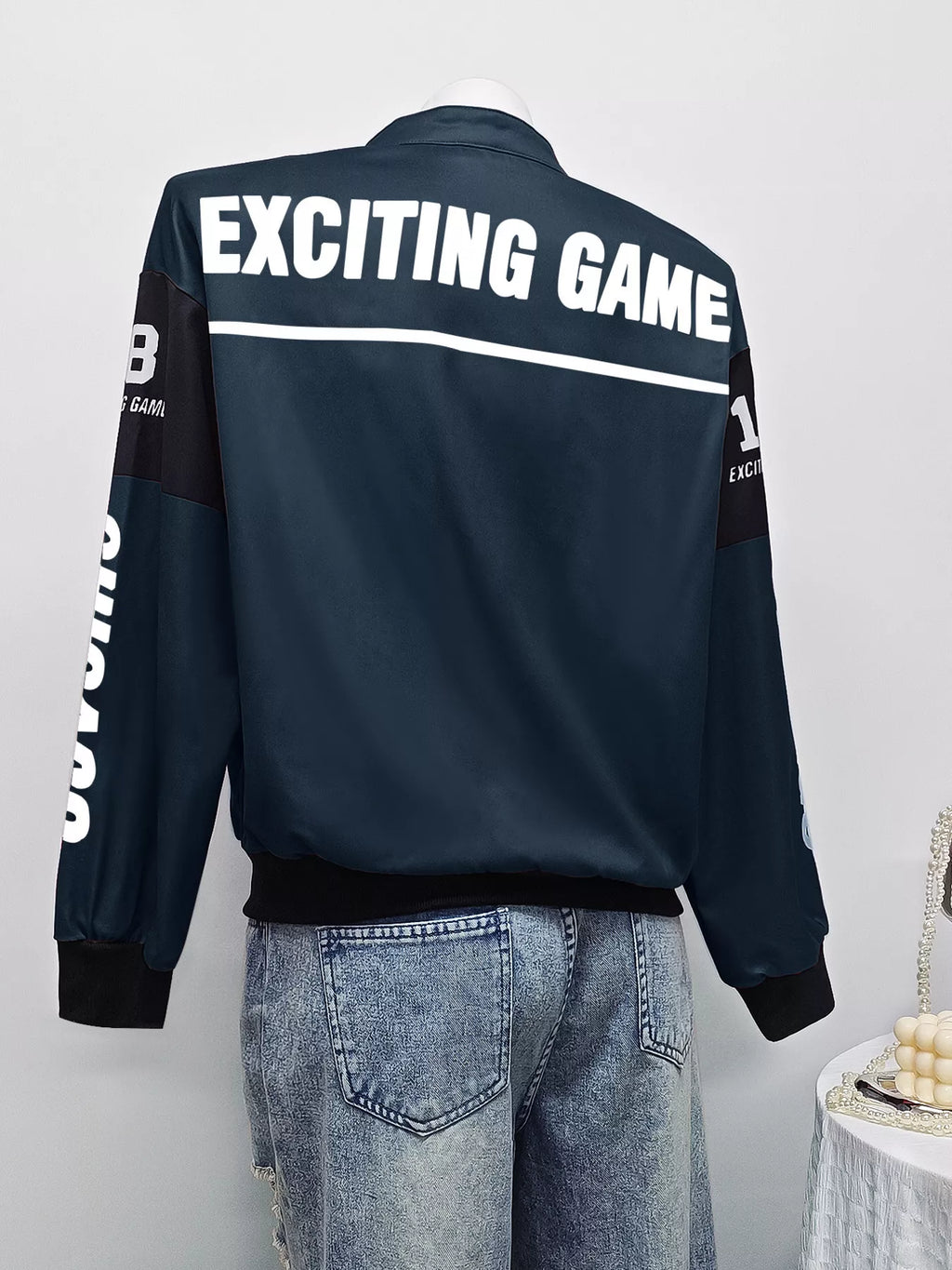 Letter Print Zip Up Jacket - Lilixa.store