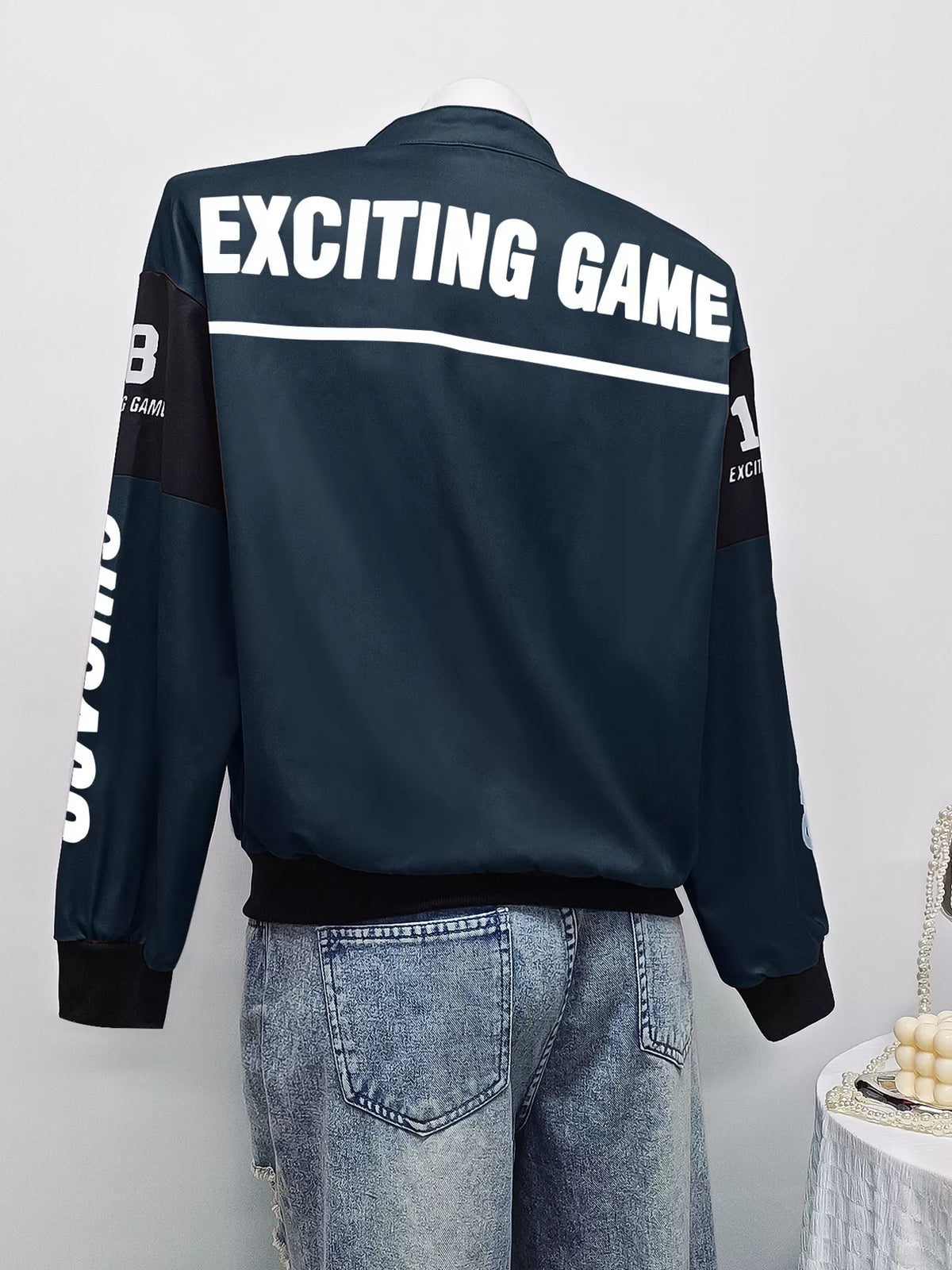 Letter Print Zip Up Jacket - Lilixa.store