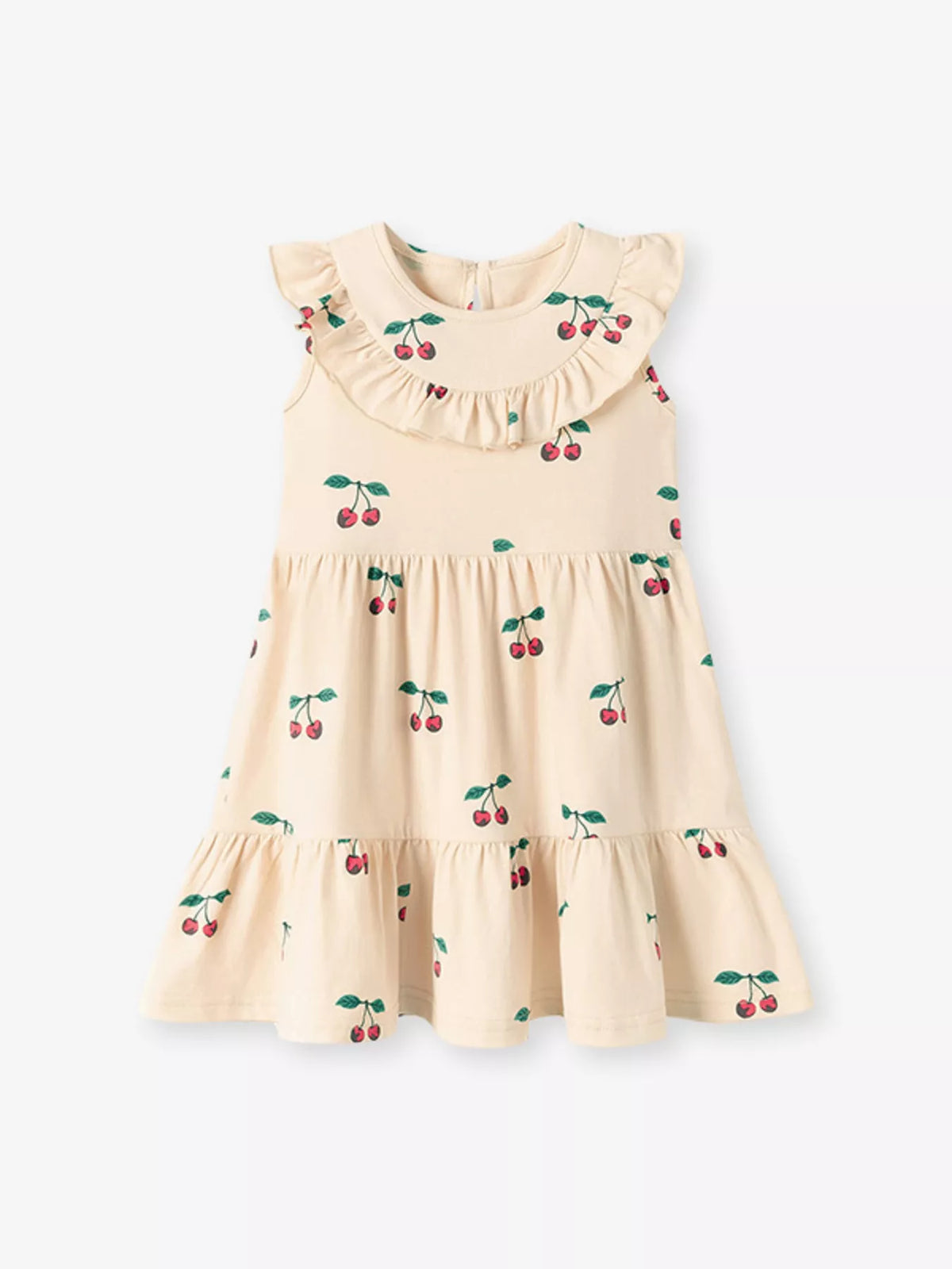 Children's Cherry Print Ruffle Neck Dress - Lilixa.store