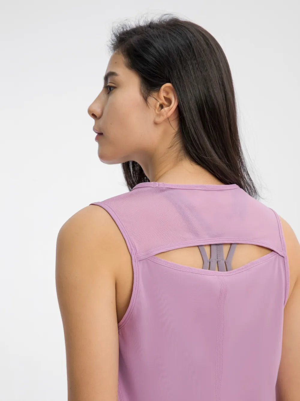 Millennia Cutout Back Round Neck Active Tank - Lilixa.store