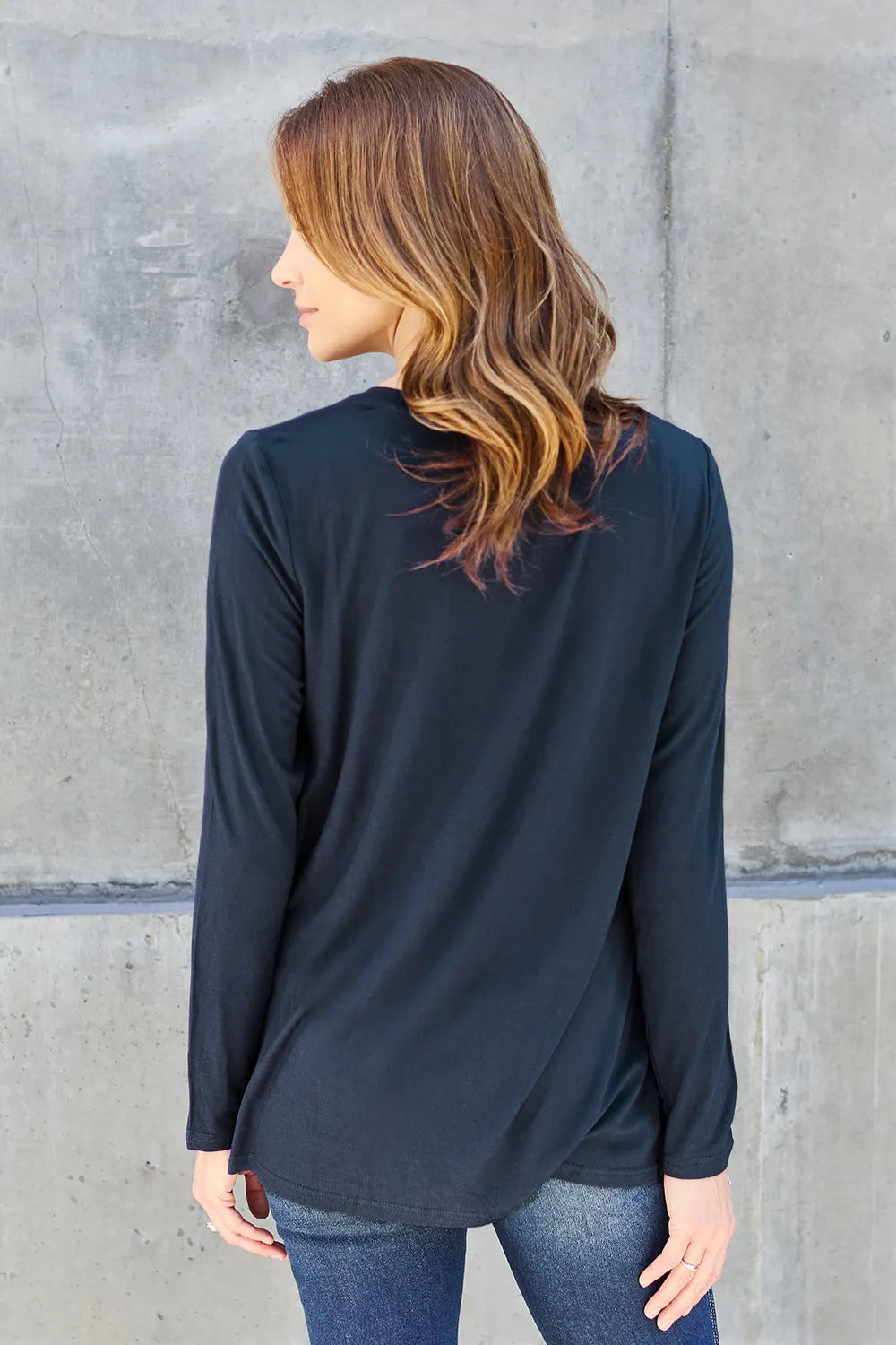 Basic Bae Full Size V-Neck Long Sleeve Top - Lilixa.store