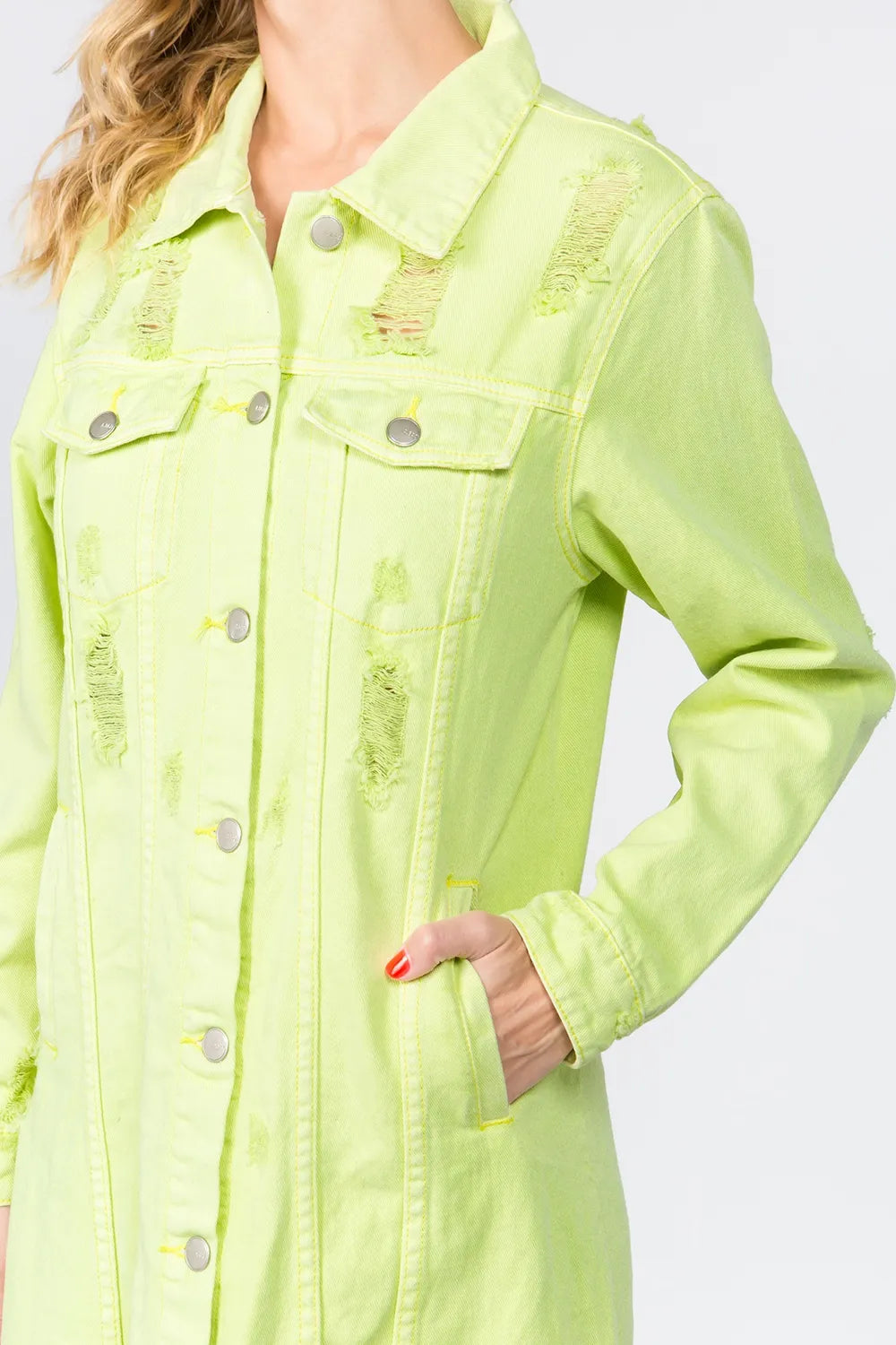 American Bazi Button Up Distressed Denim Dress - Lilixa.store