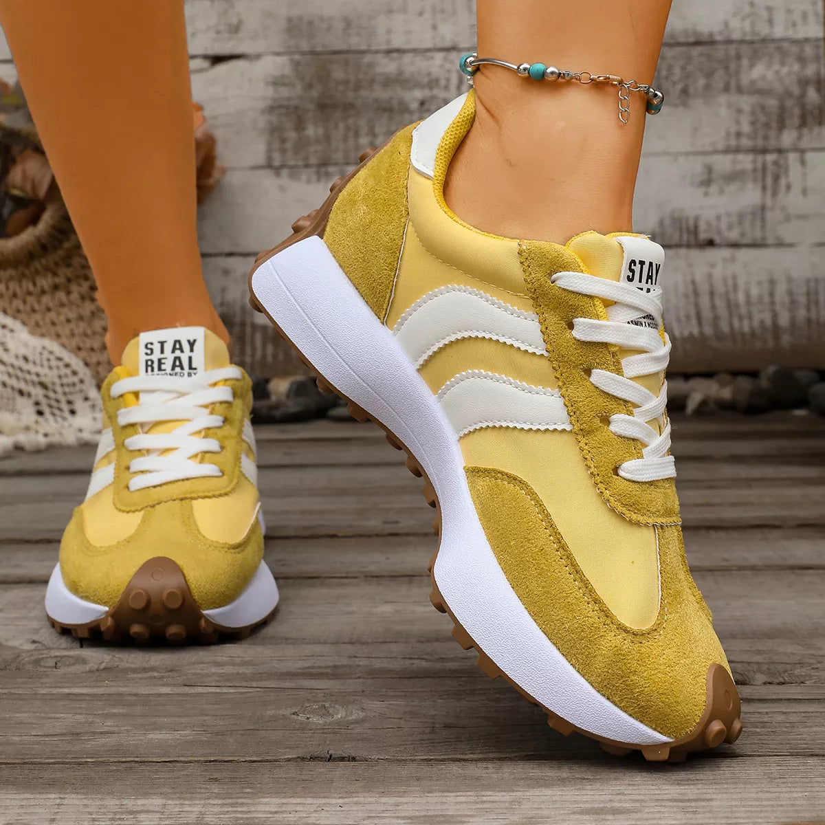 Lace Up Round Toe Sneakers - Lilixa.store