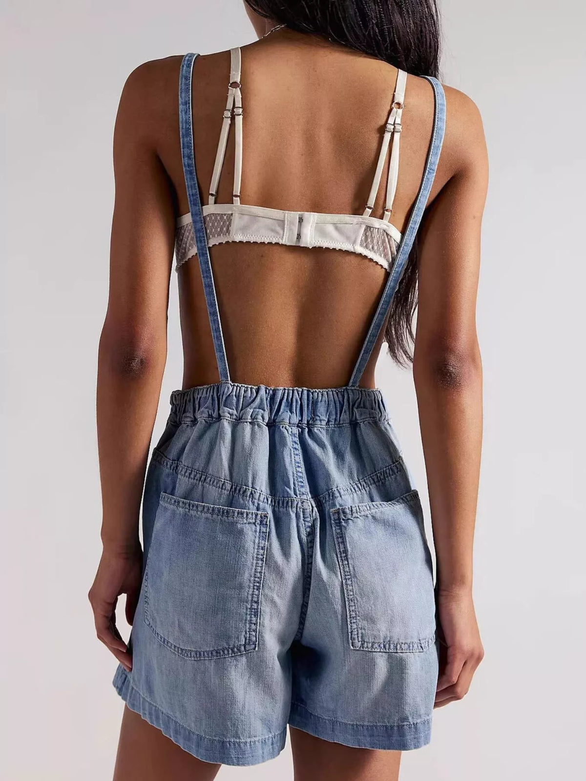 Backless Denim Short Overalls - Lilixa.store
